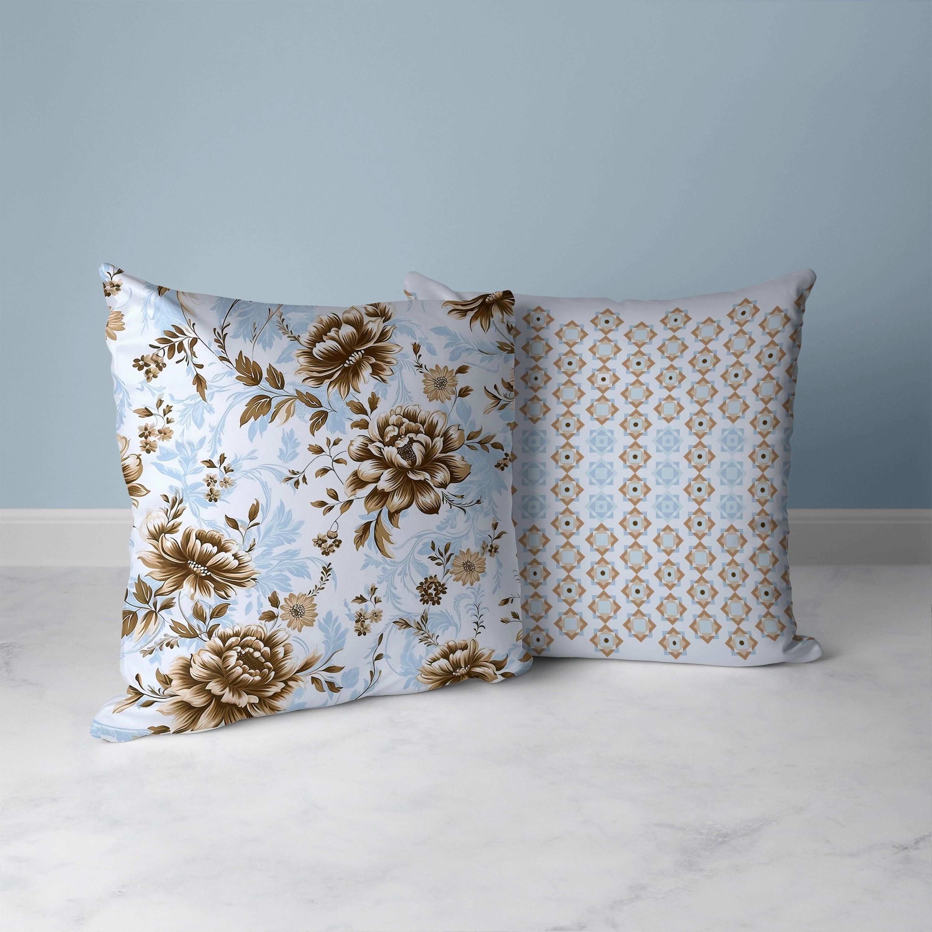 Nature's Canvas Faux Suede Reversible Throw Pillow Blue and Brown