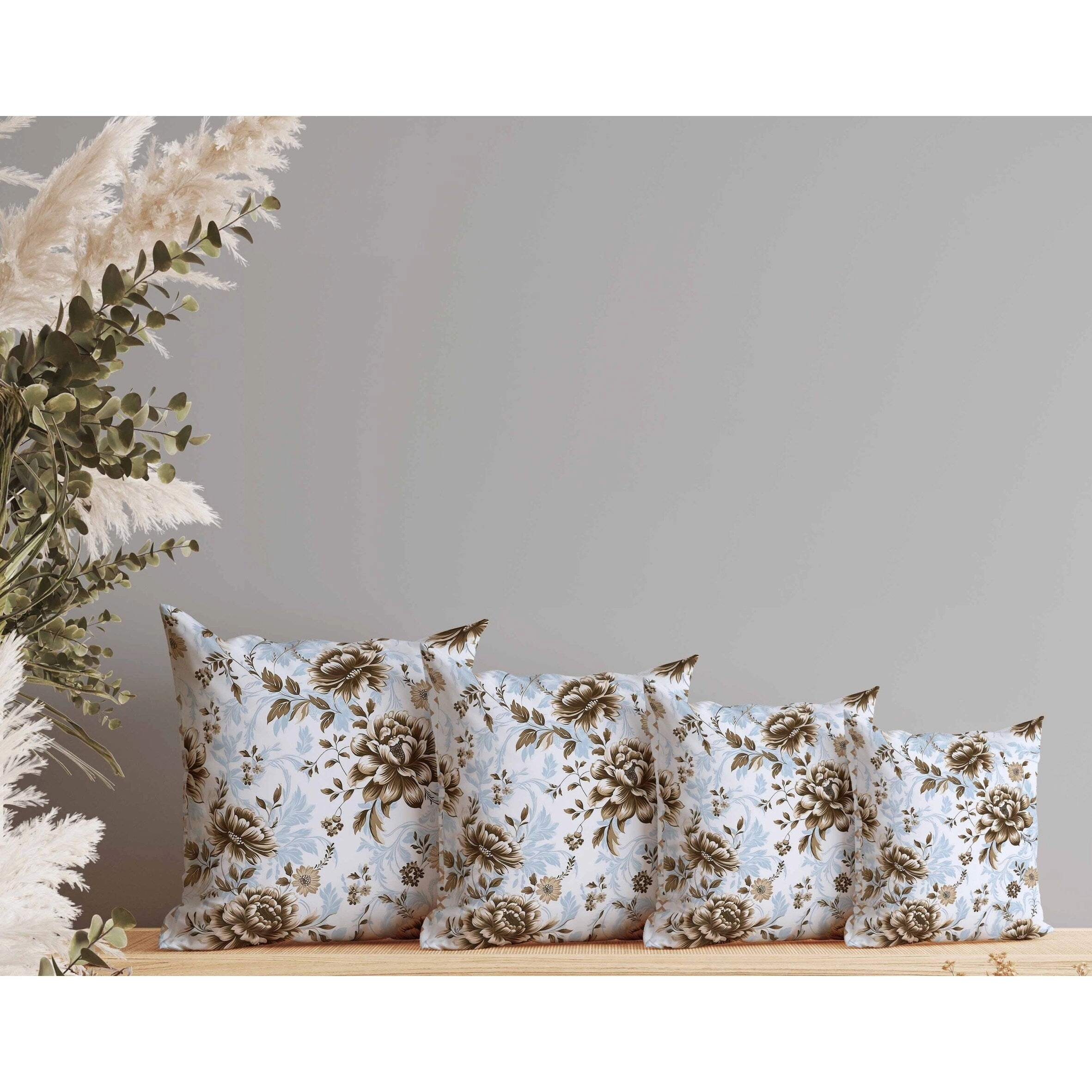 Nature's Canvas Faux Suede Reversible Throw Pillow Blue and Brown