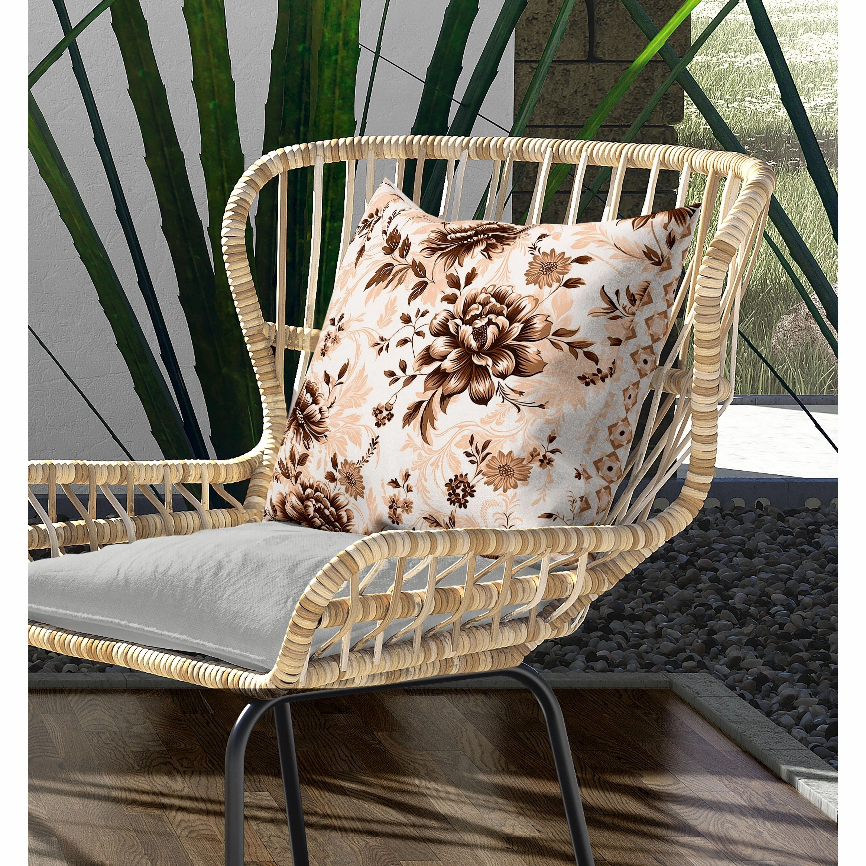 Nature's Canvas Indoor/Outdoor Reversible Throw Pillow Light and Orange