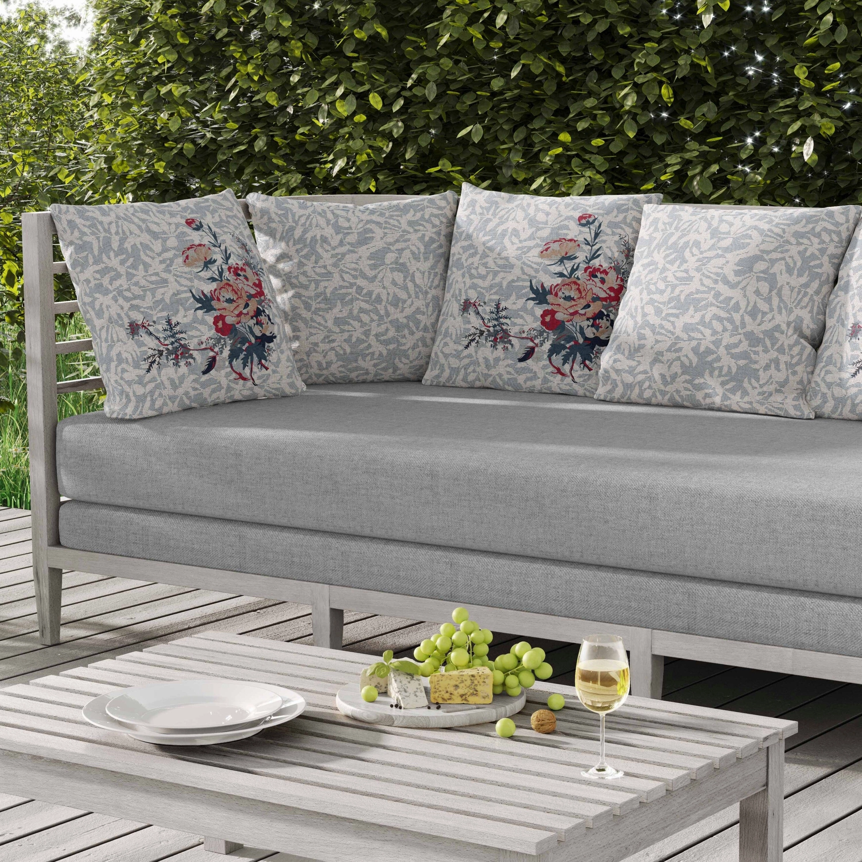Opulent Orchid Roses Indoor/Outdoor Reversible Throw Pillow Gray and Red