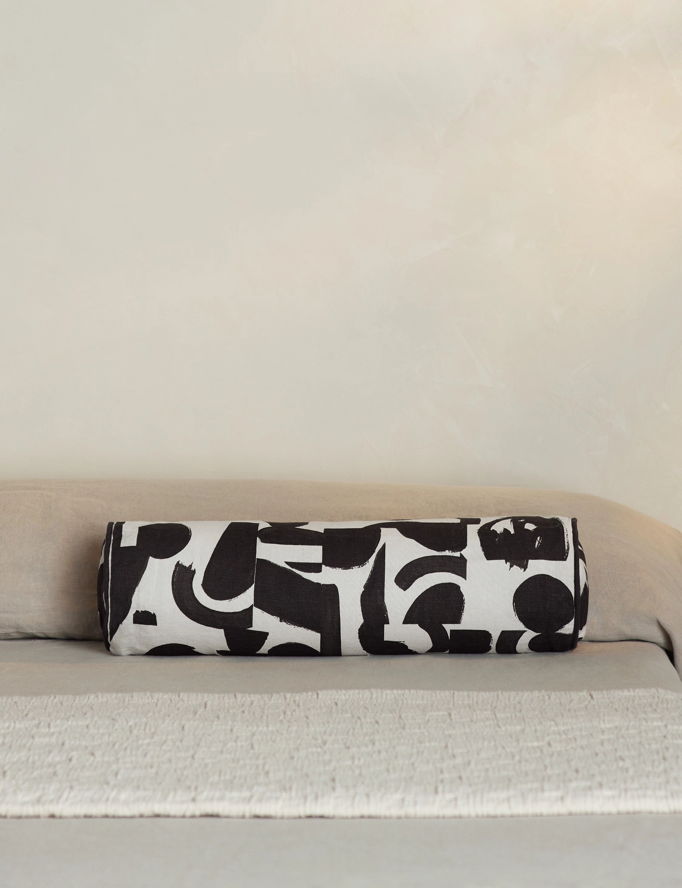 Organic Shapes Linen Bolster Pillow by Sarah Sherman Samuel