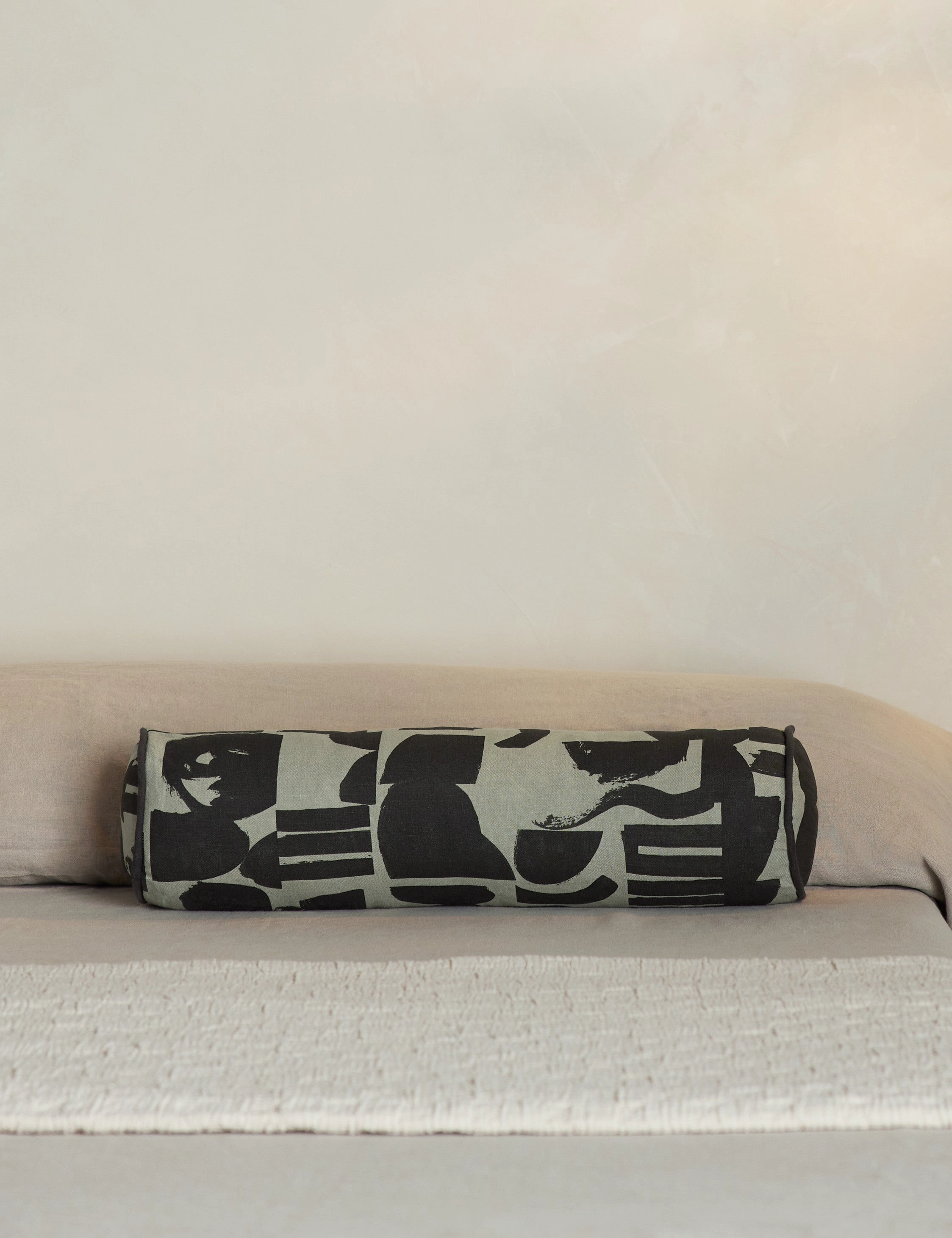 Organic Shapes Linen Bolster Pillow by Sarah Sherman Samuel