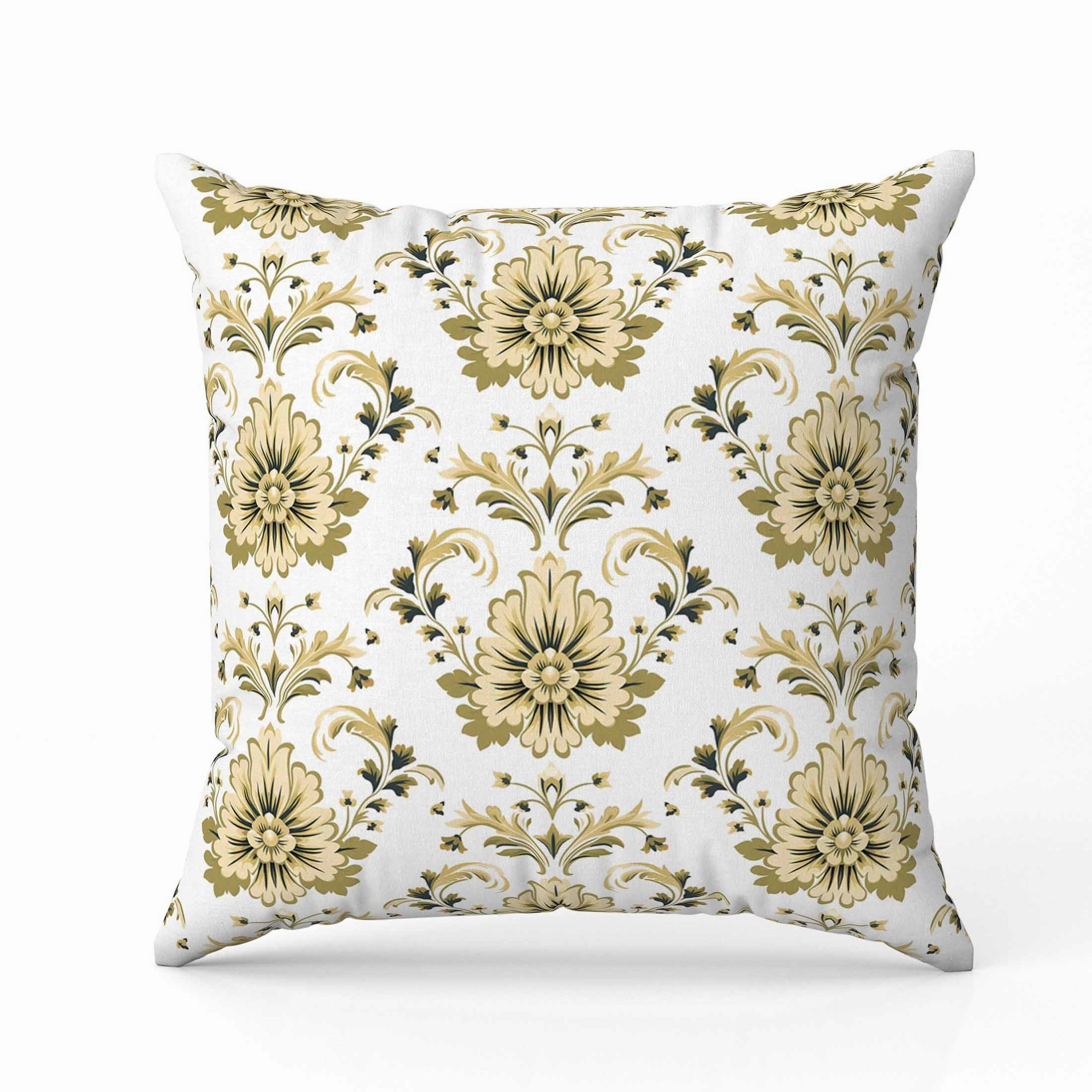 Ornate Opulence Faux Suede Reversible Throw Pillow Beige and Olive