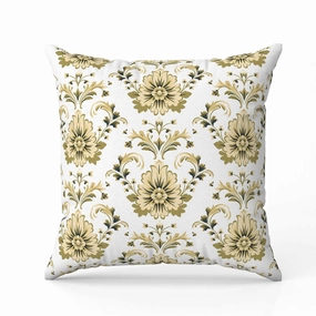 Ornate Opulence Faux Suede Reversible Throw Pillow Beige and Olive