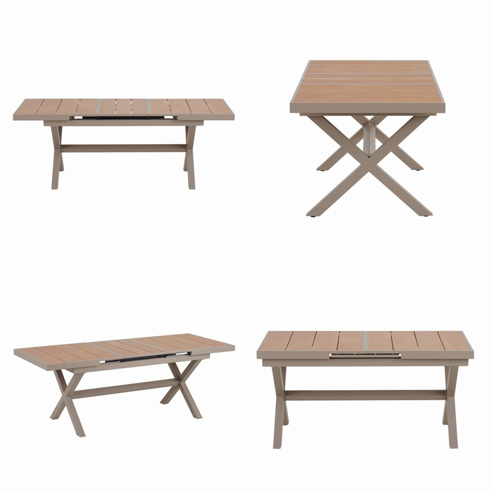 Outdoor Plastic Wood Chairs Set with Six Chairs and a Table (Set of 7)