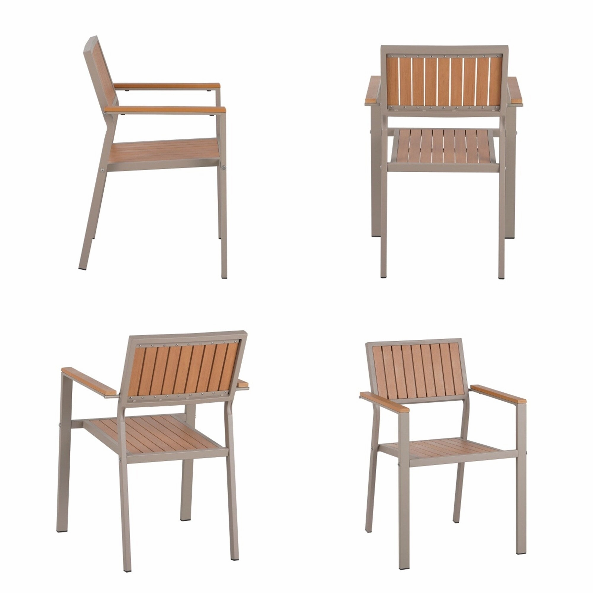 Outdoor Plastic Wood Chairs Set with Six Chairs and a Table (Set of 7)