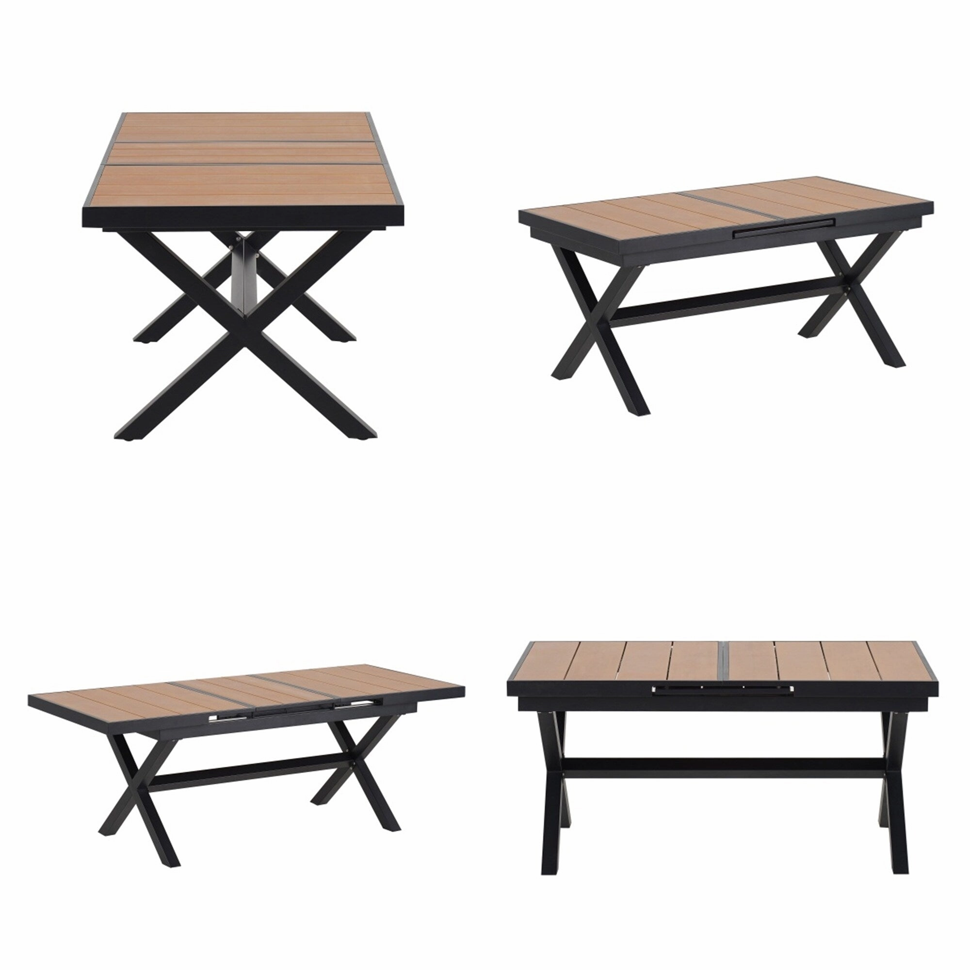 Outdoor Plastic Wood Chairs Set with Six Chairs and a Table (Set of 7)