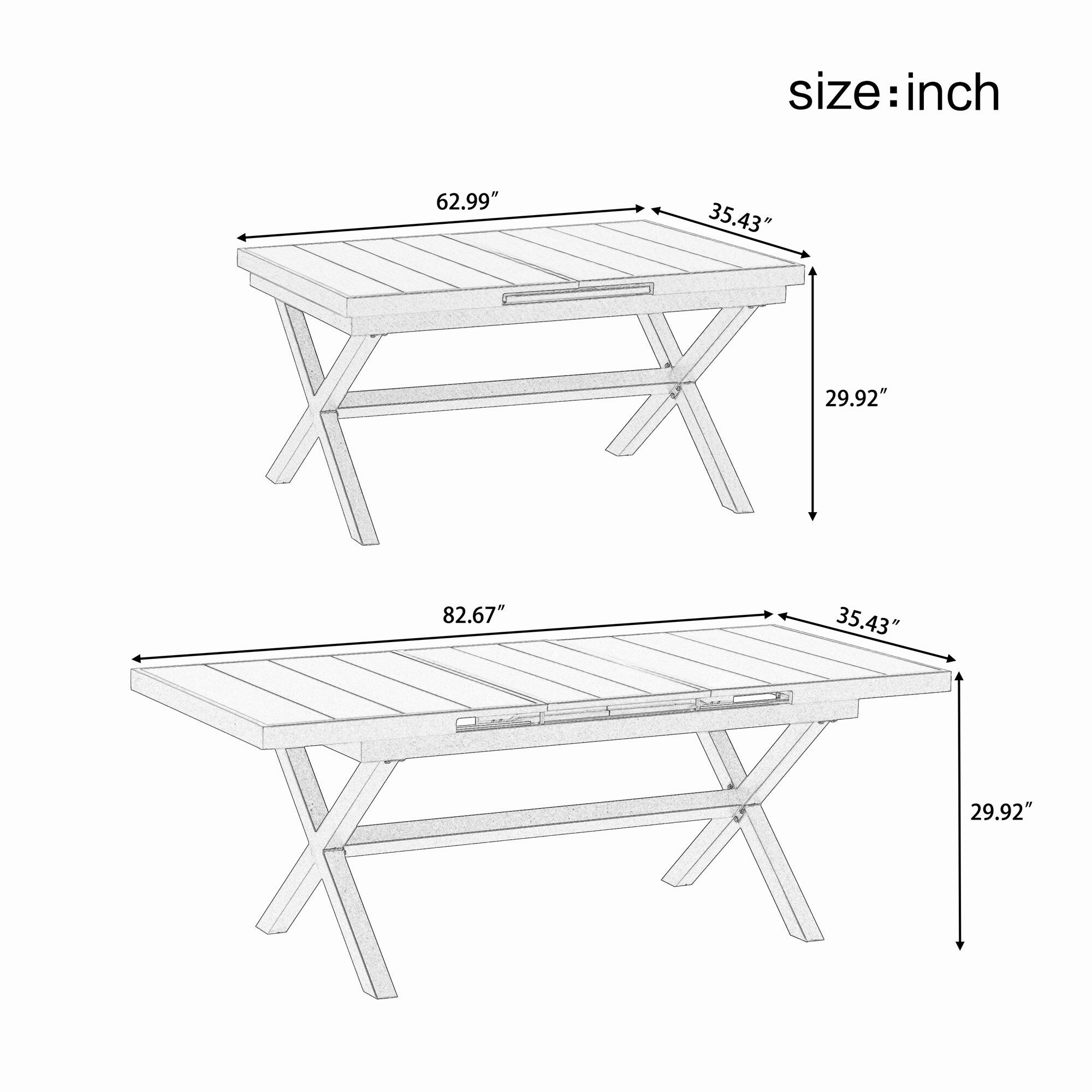 Outdoor Plastic Wood Chairs Set with Six Chairs and a Table (Set of 7)