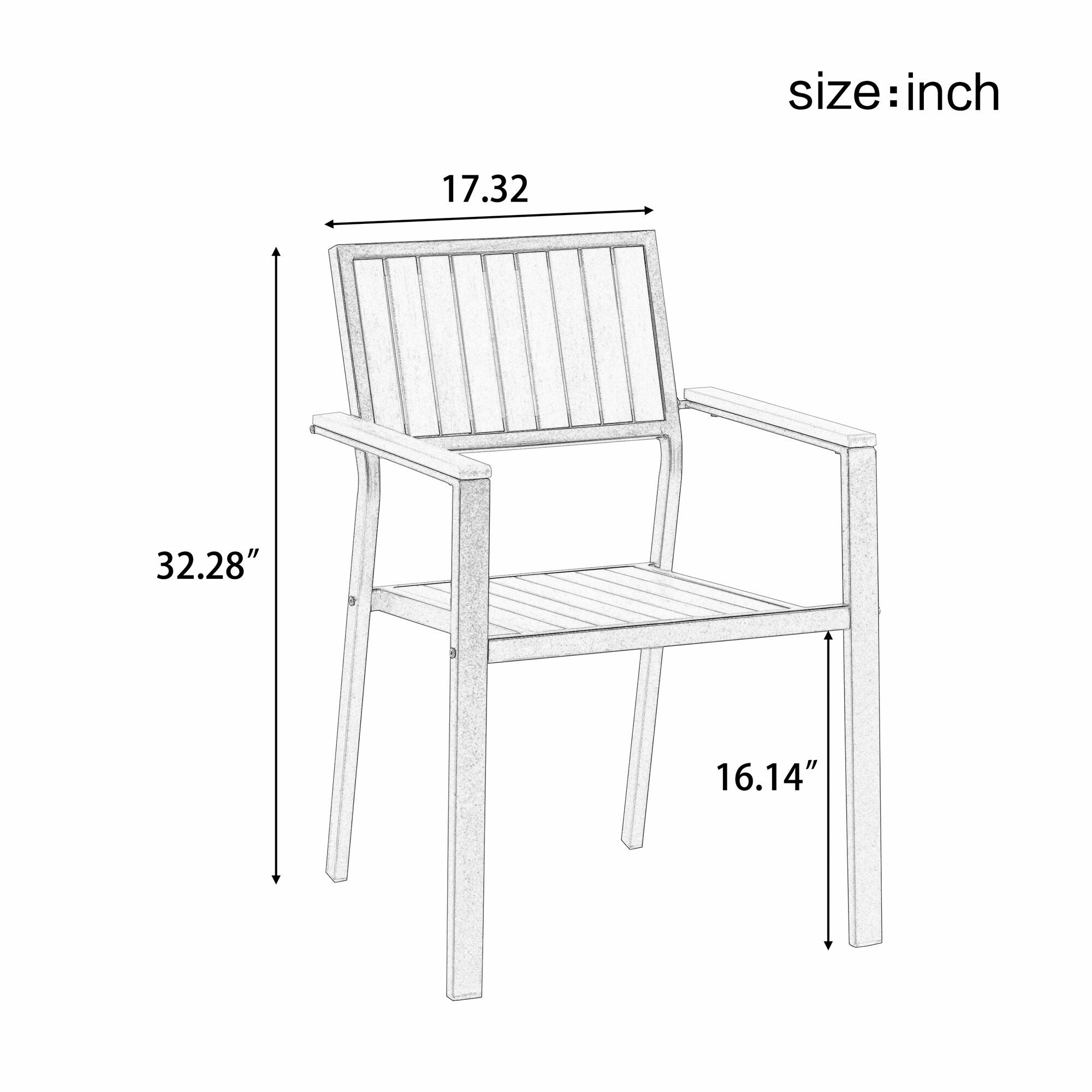Outdoor Plastic Wood Chairs Set with Six Chairs and a Table (Set of 7)