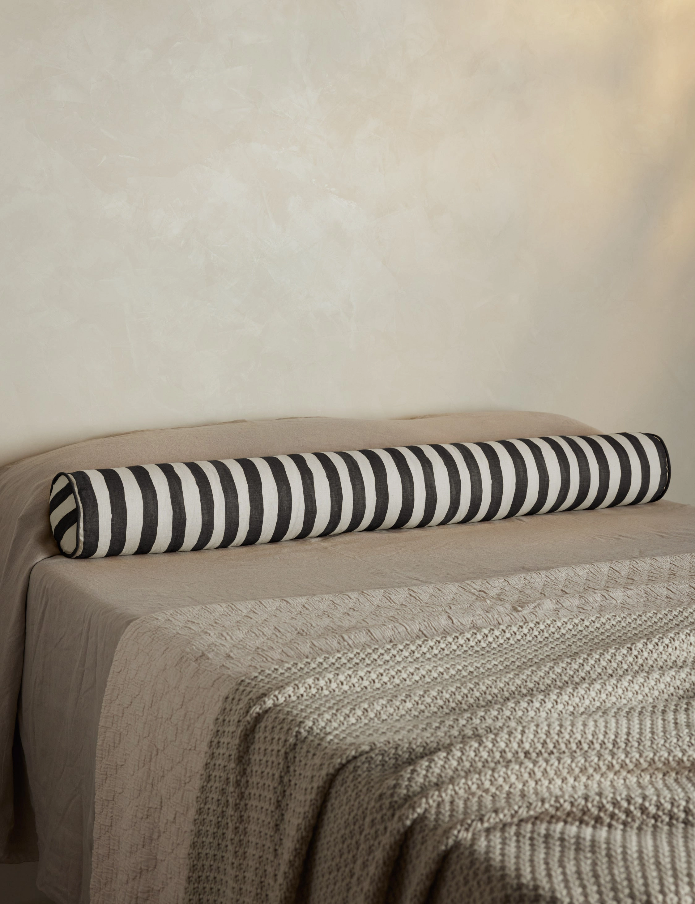 Painterly Stripe Linen Long Bolster Pillow by Sarah Sherman Samuel