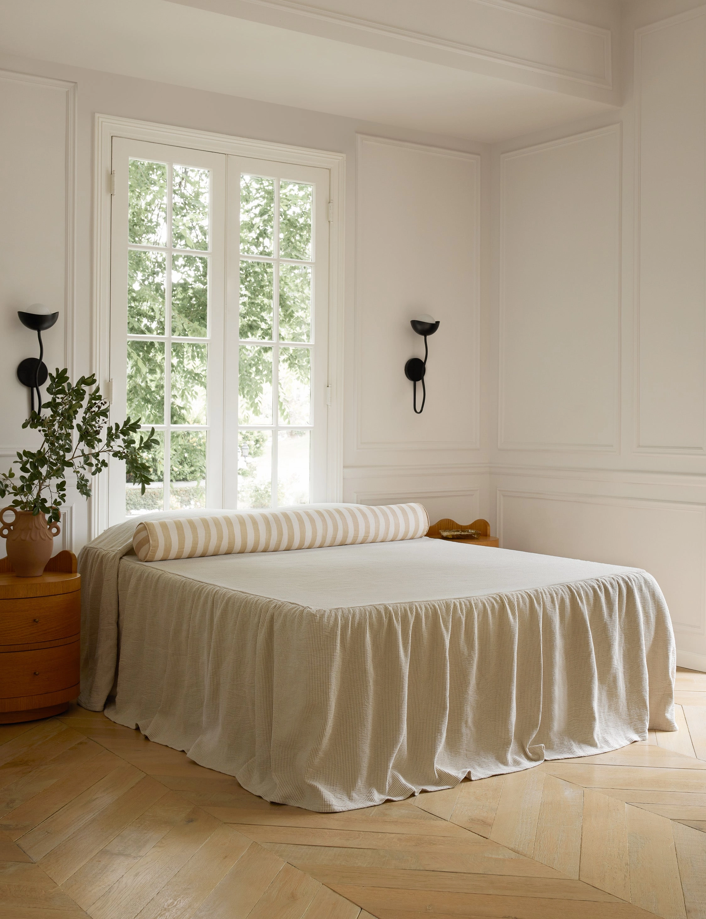 Painterly Stripe Linen Long Bolster Pillow by Sarah Sherman Samuel