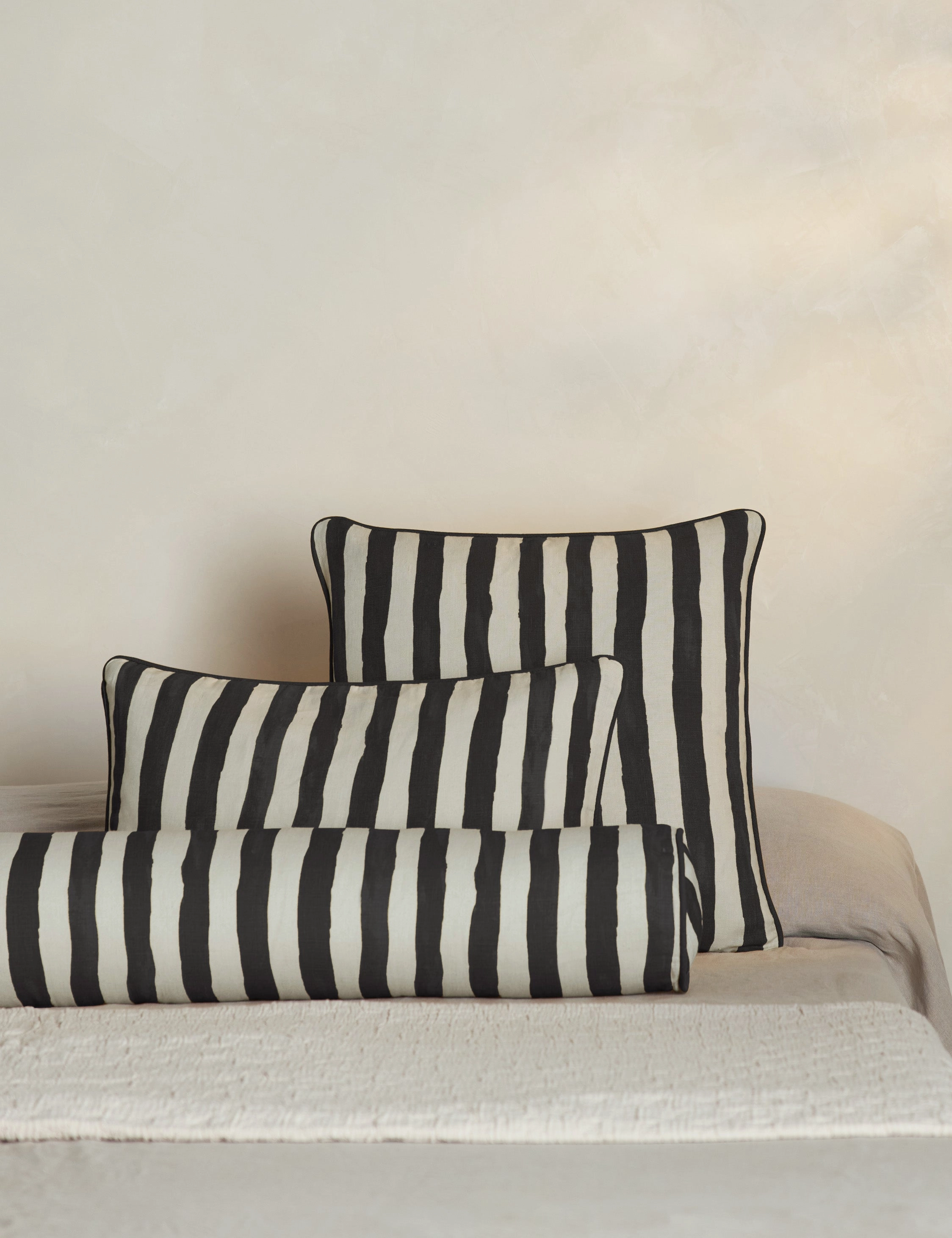 Painterly Stripe Linen Long Bolster Pillow by Sarah Sherman Samuel
