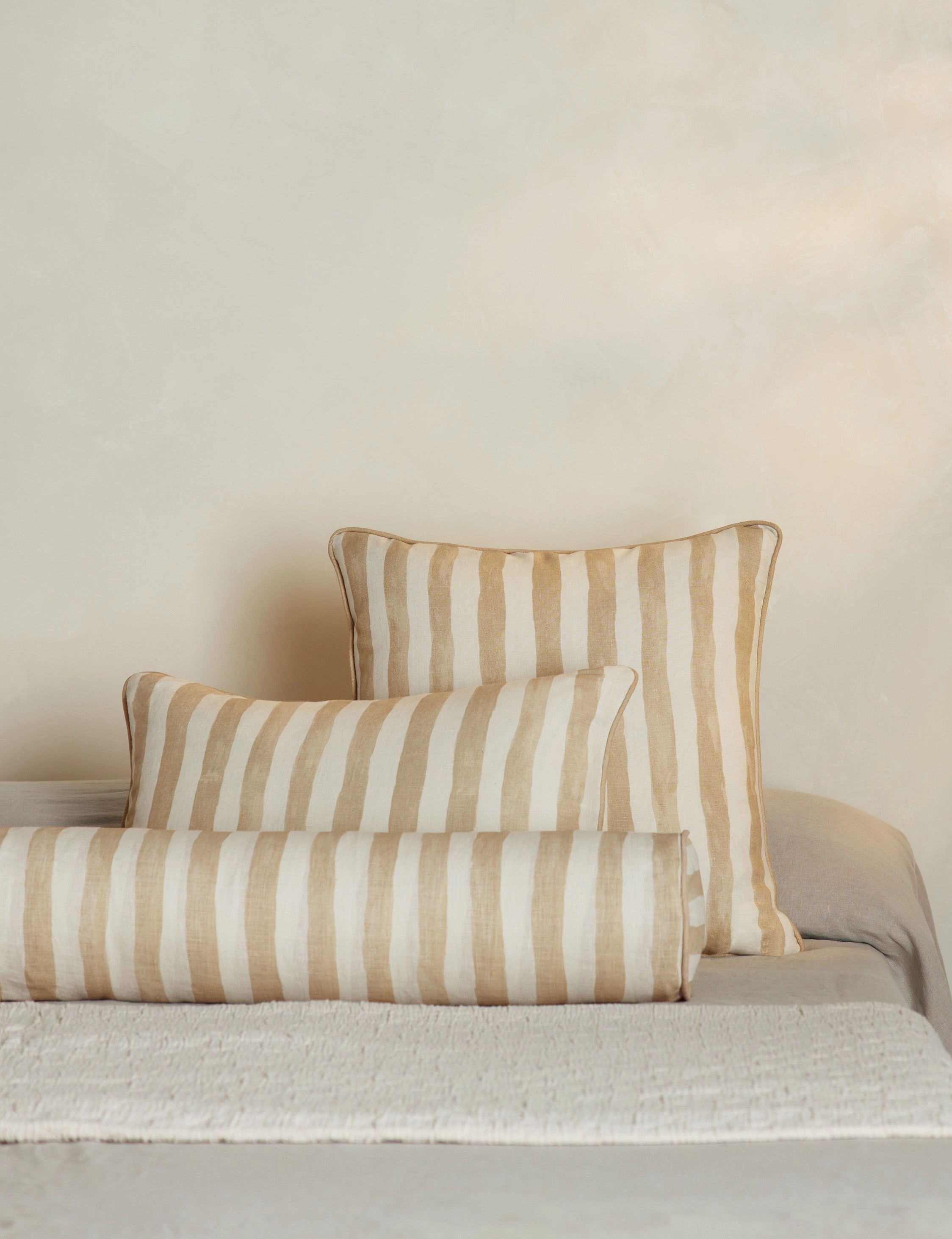 Painterly Stripe Linen Long Bolster Pillow by Sarah Sherman Samuel