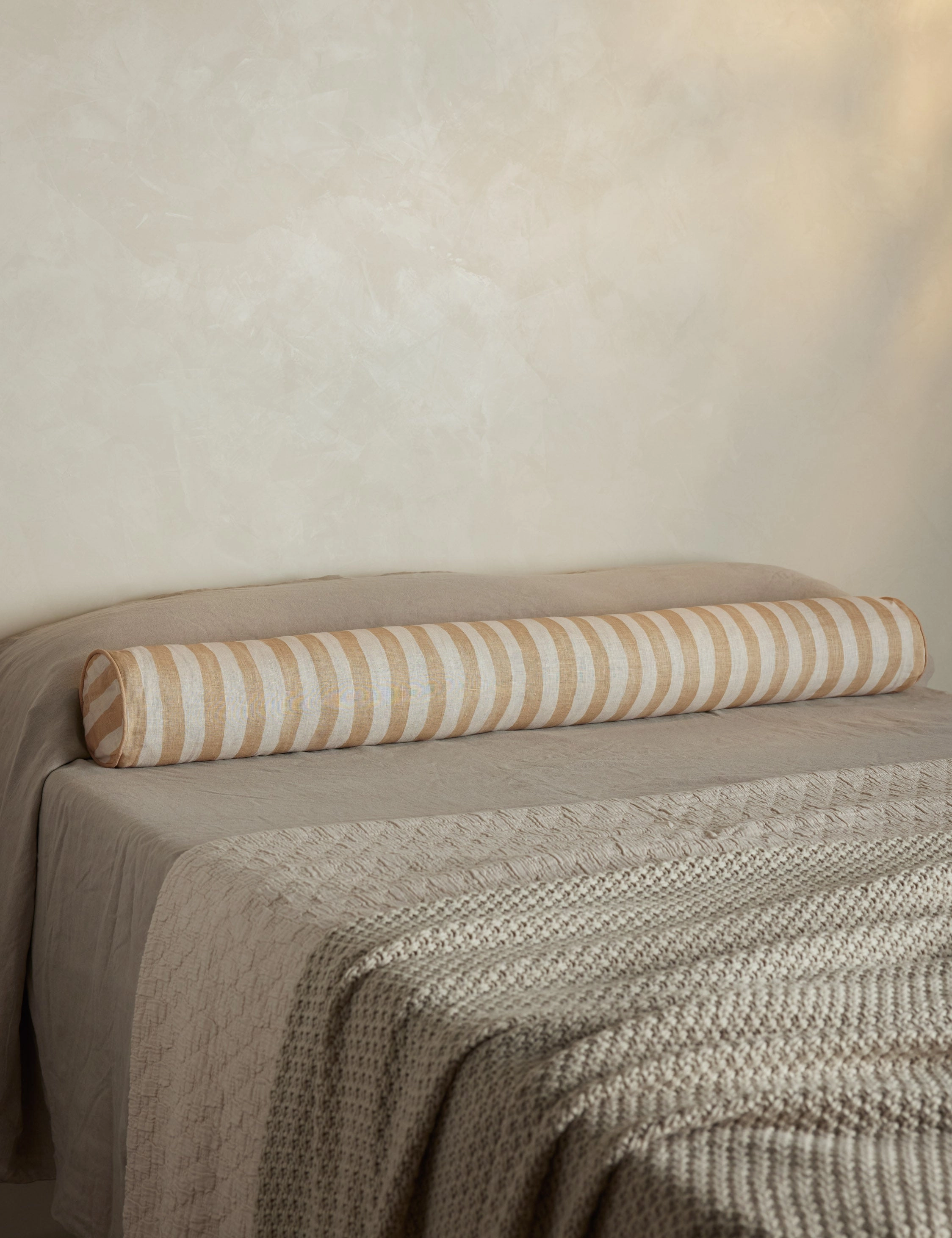 Painterly Stripe Linen Long Bolster Pillow by Sarah Sherman Samuel
