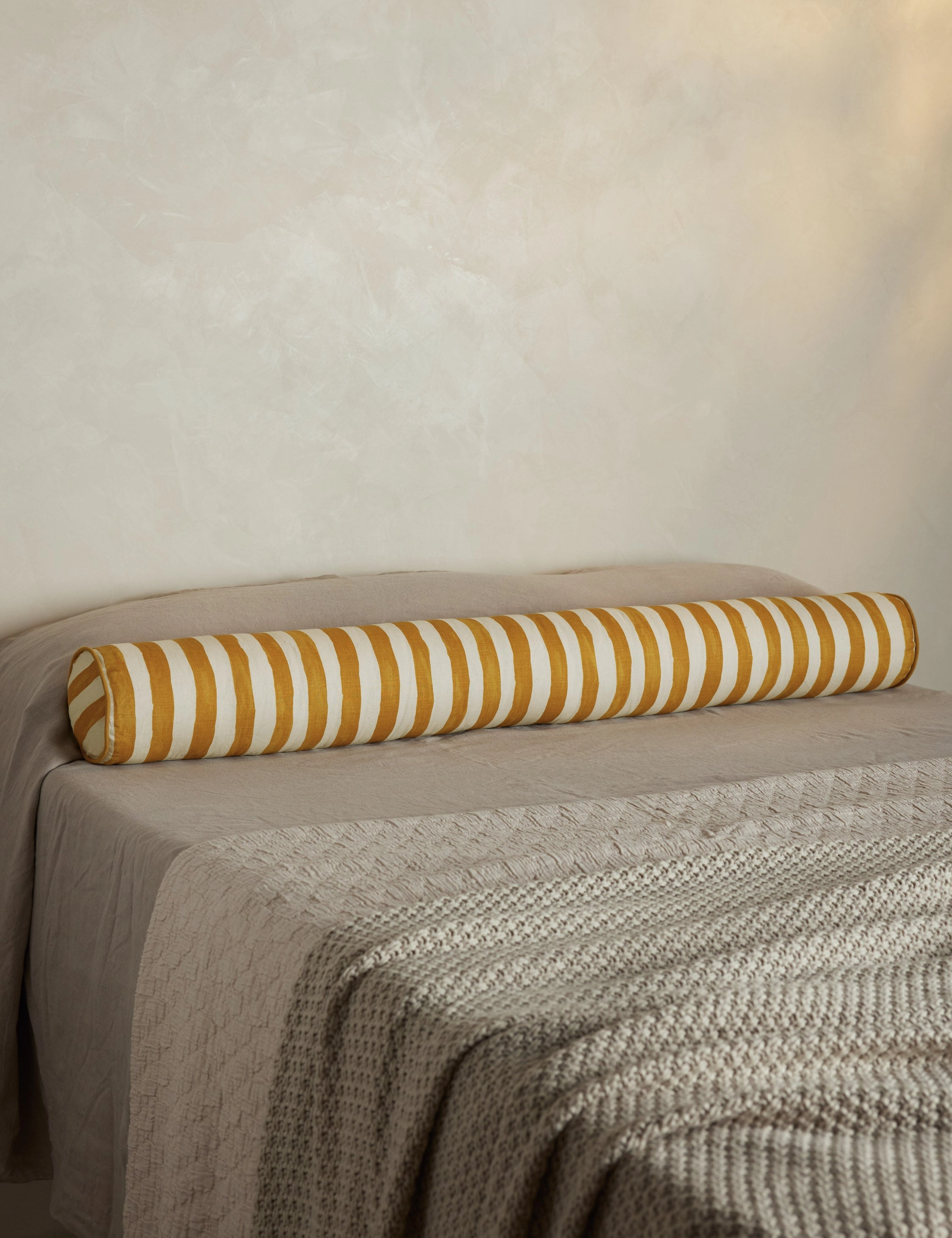 Painterly Stripe Linen Long Bolster Pillow by Sarah Sherman Samuel