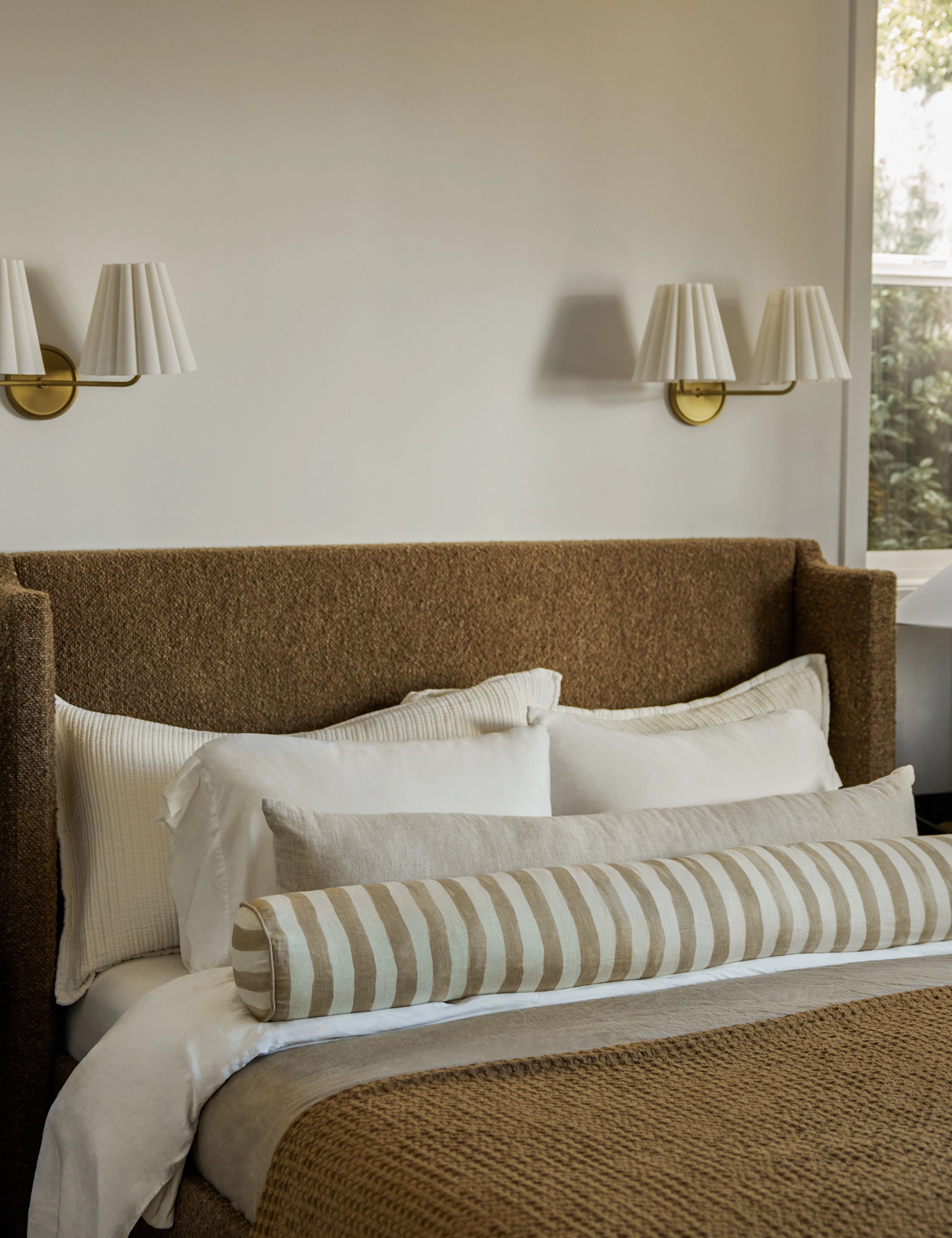 Painterly Stripe Linen Long Bolster Pillow by Sarah Sherman Samuel
