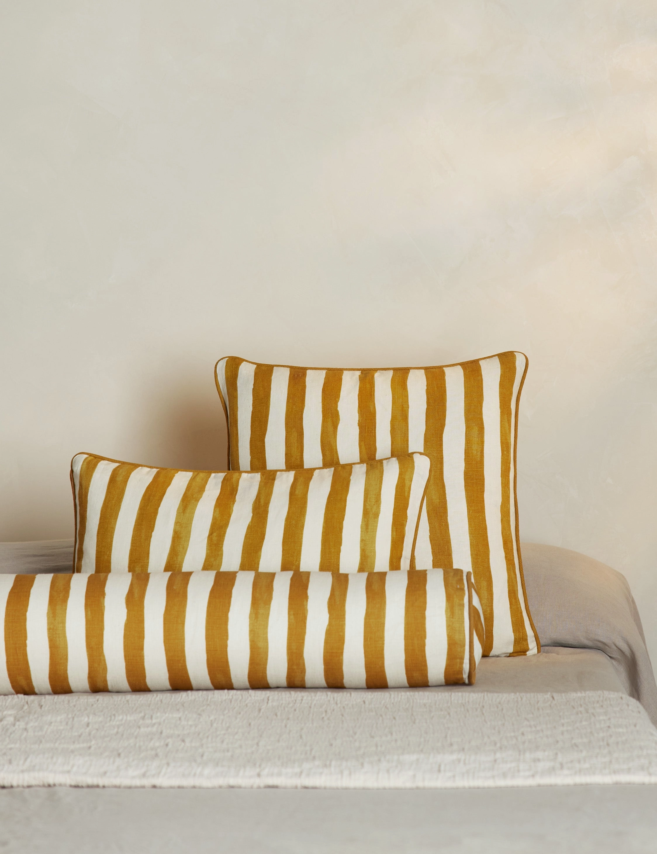 Painterly Stripe Linen Long Bolster Pillow by Sarah Sherman Samuel
