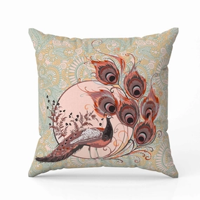 Paisley Peacock Dreams Indoor/Outdoor Reversible Throw Pillow Cambridge and Blue