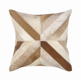 Pasargad Home Safari Chevron L. Brown Cowhide 17 Decorative Pillow