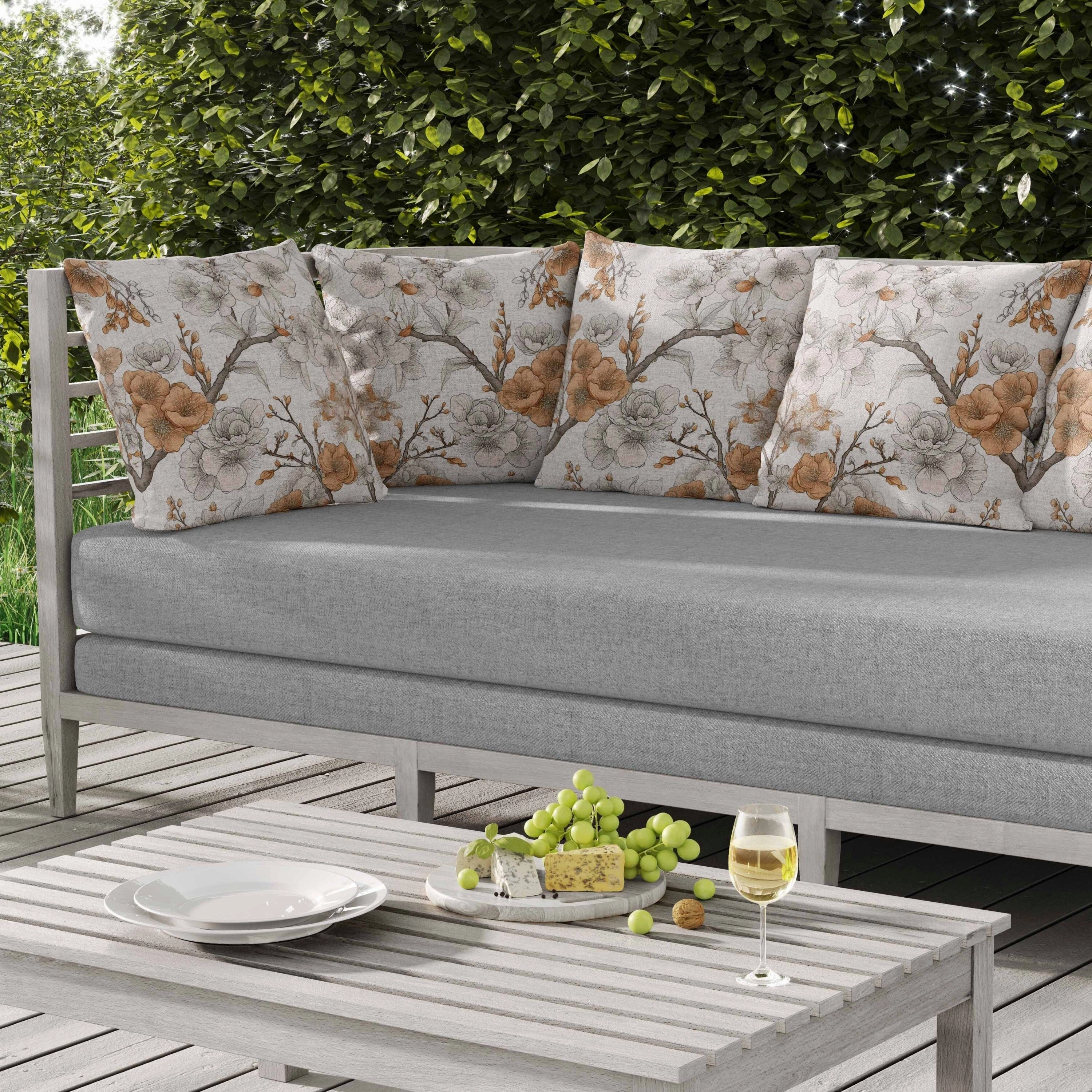 Petal Poetry Indoor/Outdoor Reversible Throw Pillow White and Orange