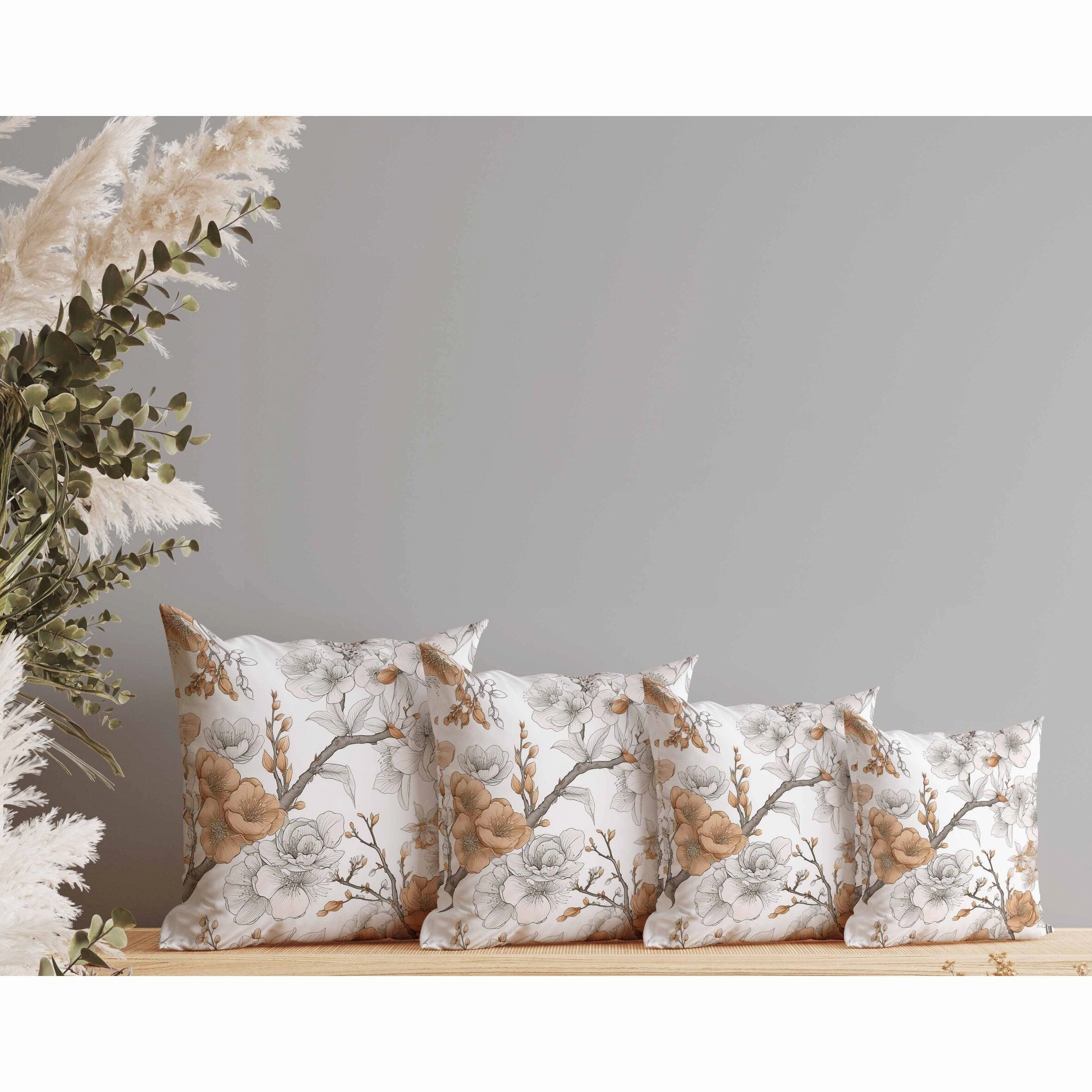 Petal Poetry Indoor/Outdoor Reversible Throw Pillow White and Orange