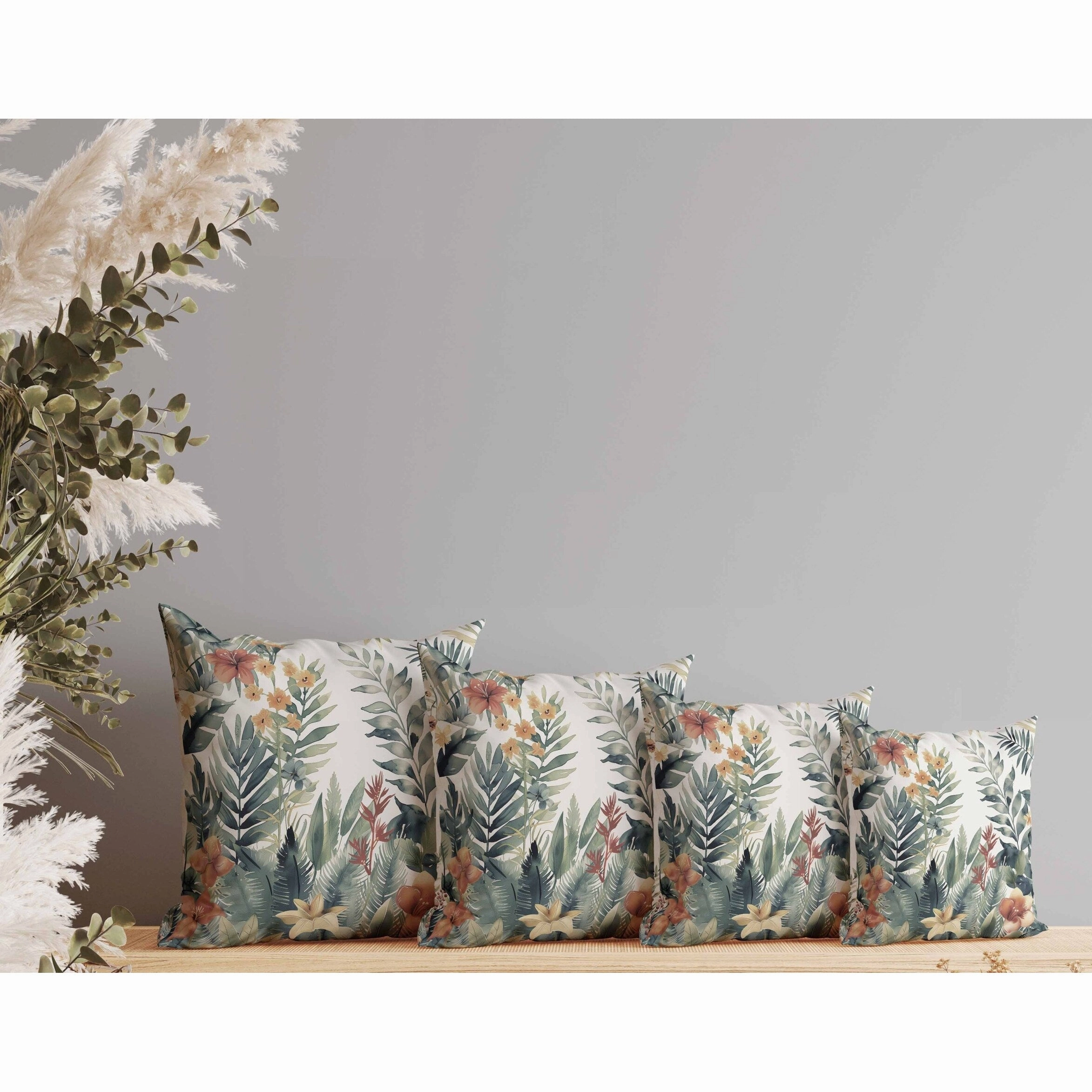 Rainforest Dream Indoor/Outdoor Reversible Throw Pillow Green and Rust