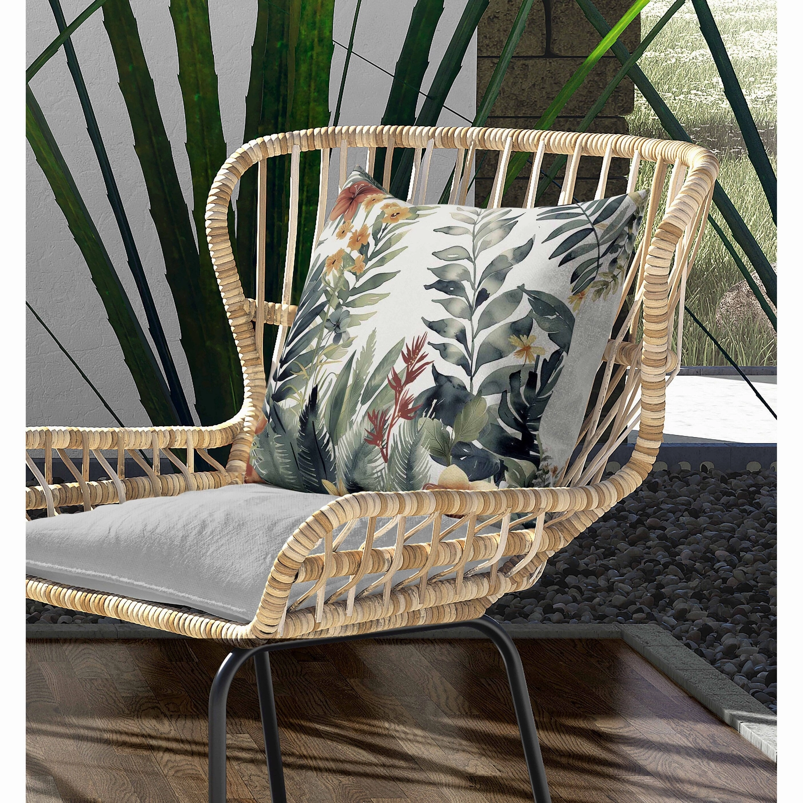 Rainforest Dream Indoor/Outdoor Reversible Throw Pillow Green and Rust