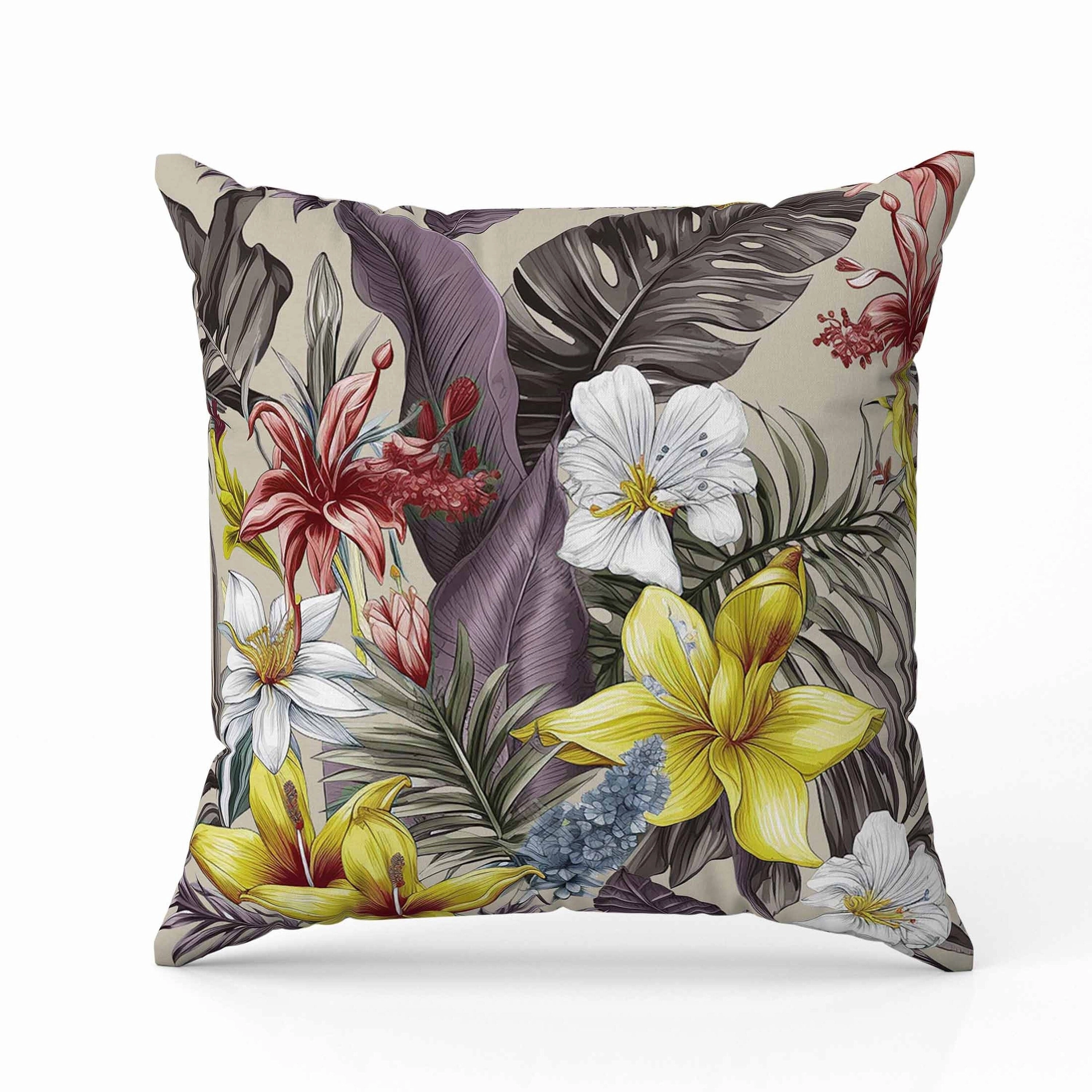 Rainforest Reverie Indoor/Outdoor Reversible Throw Pillow Pearl and Multi
