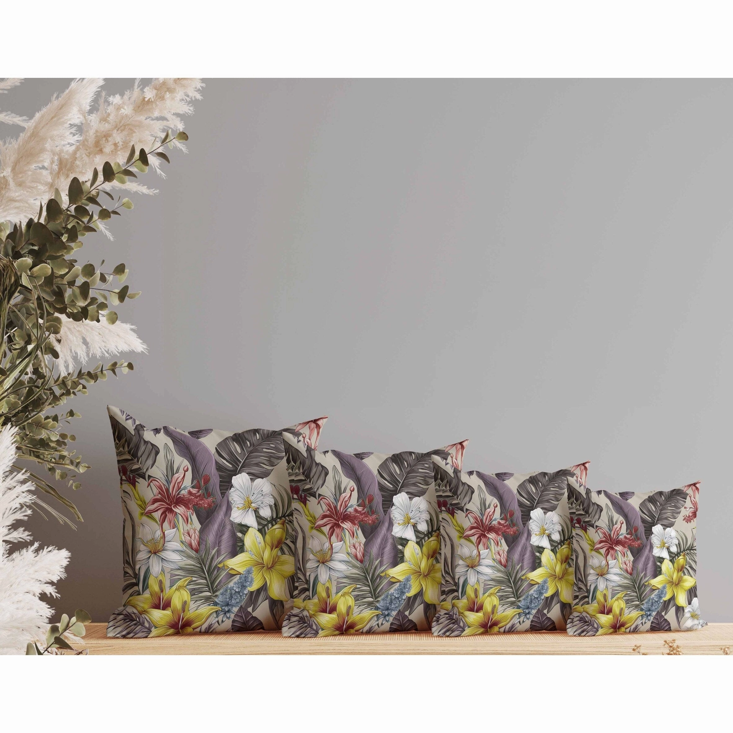 Rainforest Reverie Indoor/Outdoor Reversible Throw Pillow Pearl and Multi