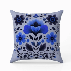 Rajasthan Bloom Indoor/Outdoor Reversible Throw Pillow Blue and Gray