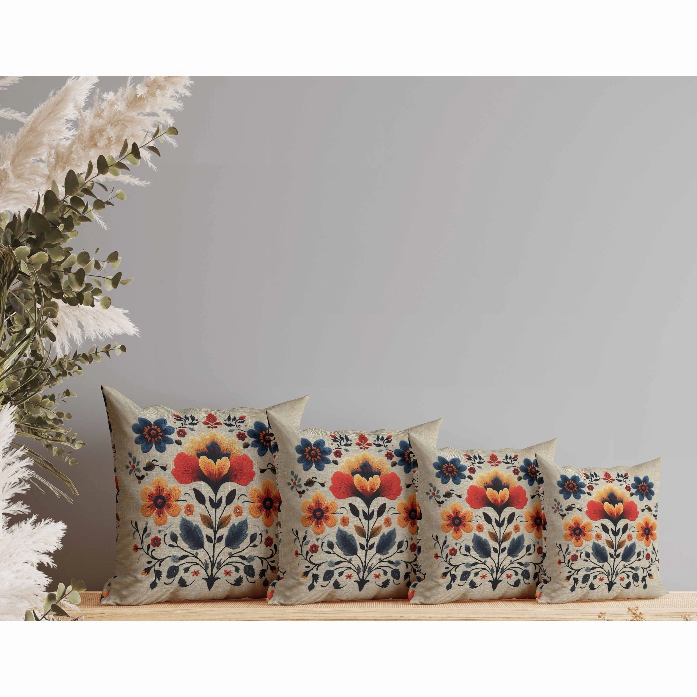 Rajasthan Bloom Indoor/Outdoor Reversible Throw Pillow Blue and Orange