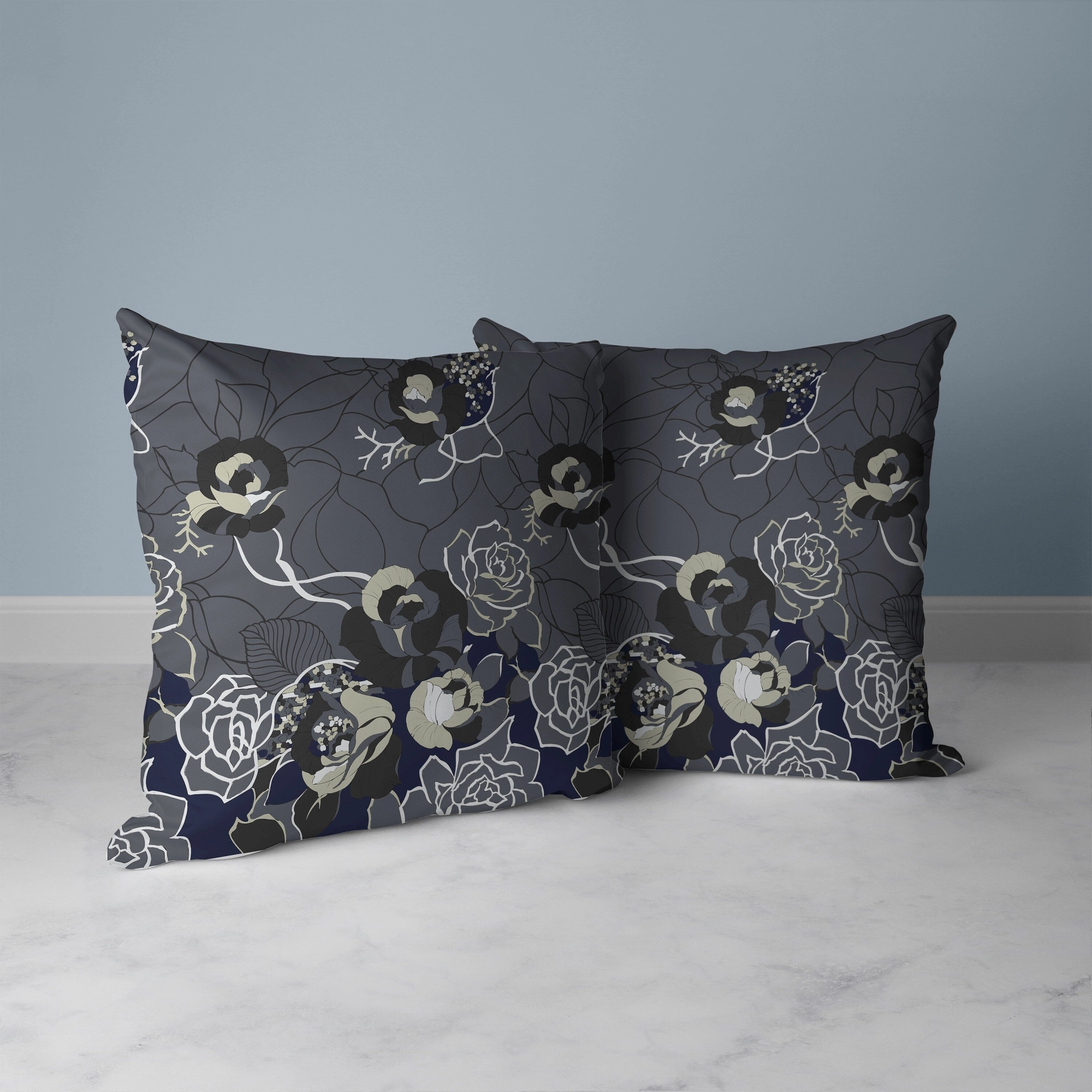 Regal Rose Retreat Faux Suede Reversible Throw Pillow Dark and Gray