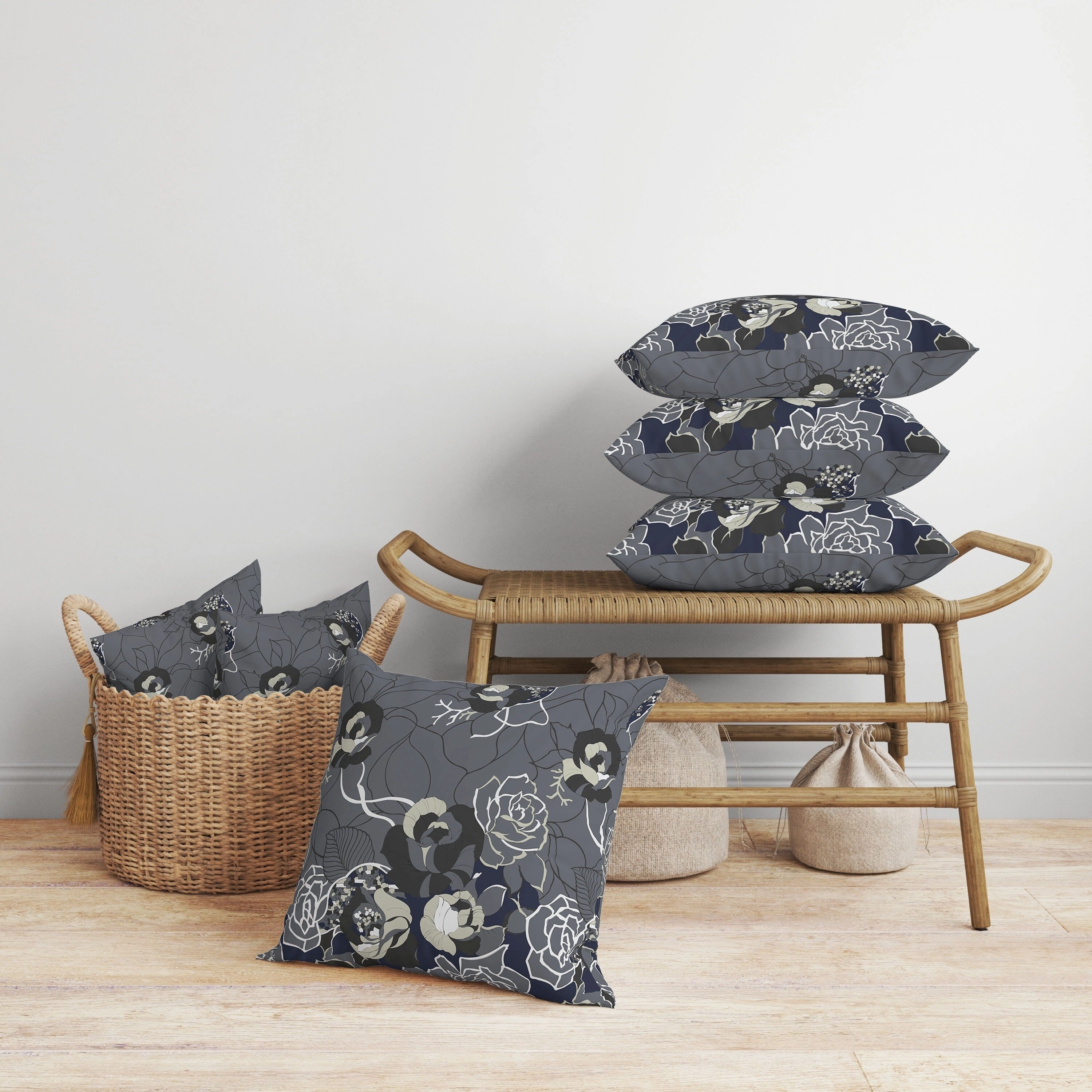 Regal Rose Retreat Faux Suede Reversible Throw Pillow Dark and Gray