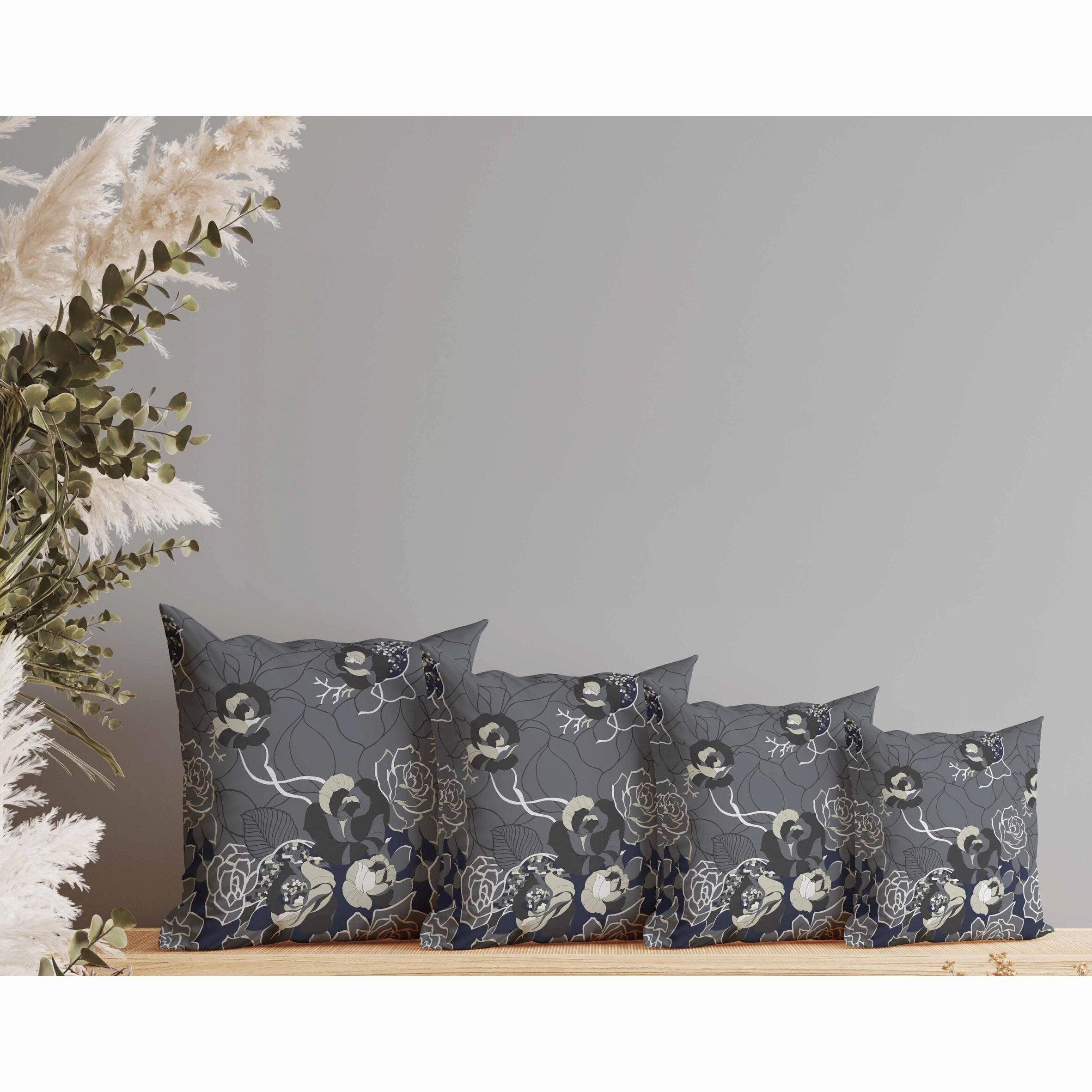 Regal Rose Retreat Faux Suede Reversible Throw Pillow Dark and Gray