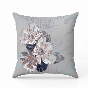 Rosemary Romance Indoor/Outdoor Reversible Throw Pillow Gray and Green