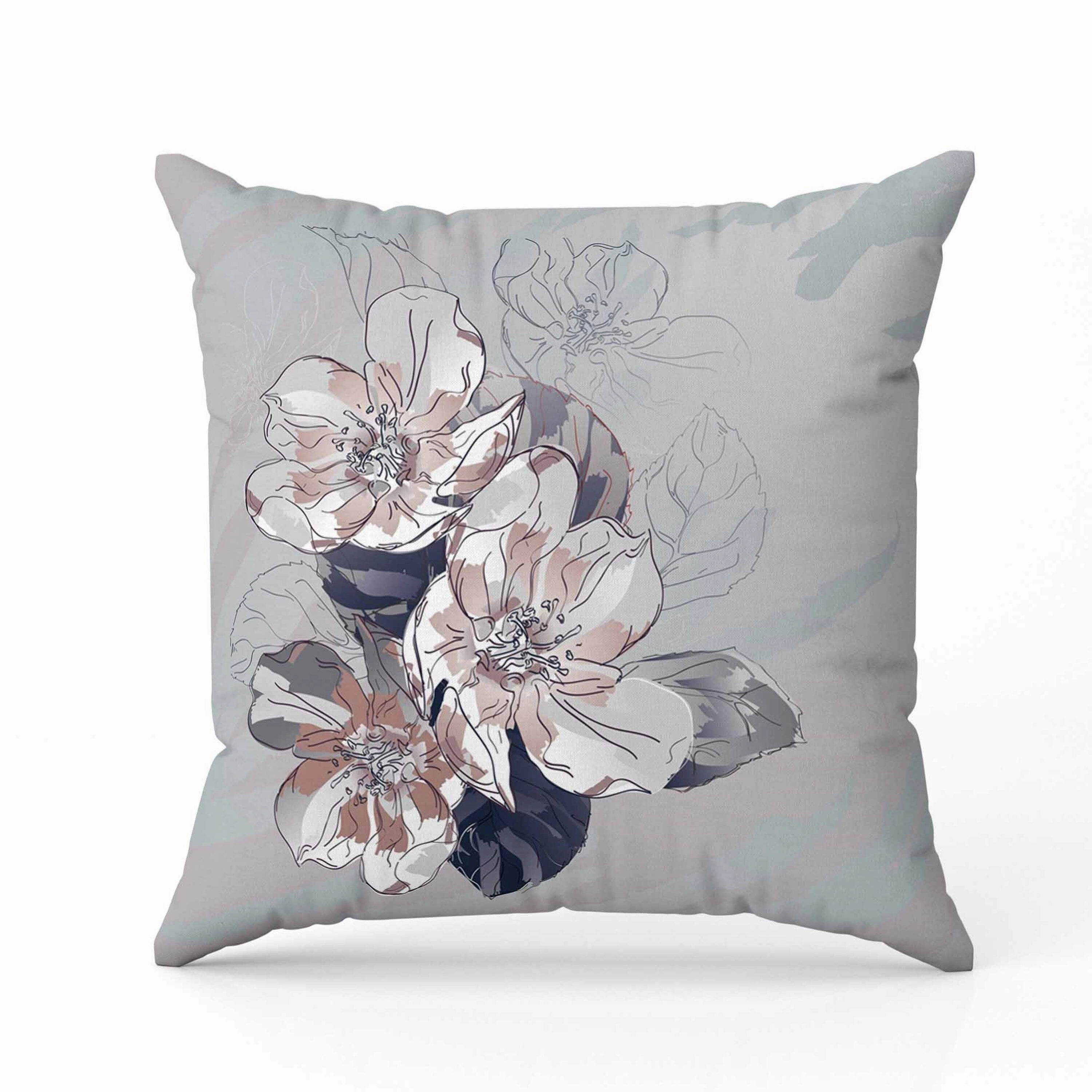 Rosemary Romance Indoor/Outdoor Reversible Throw Pillow Gray and Green