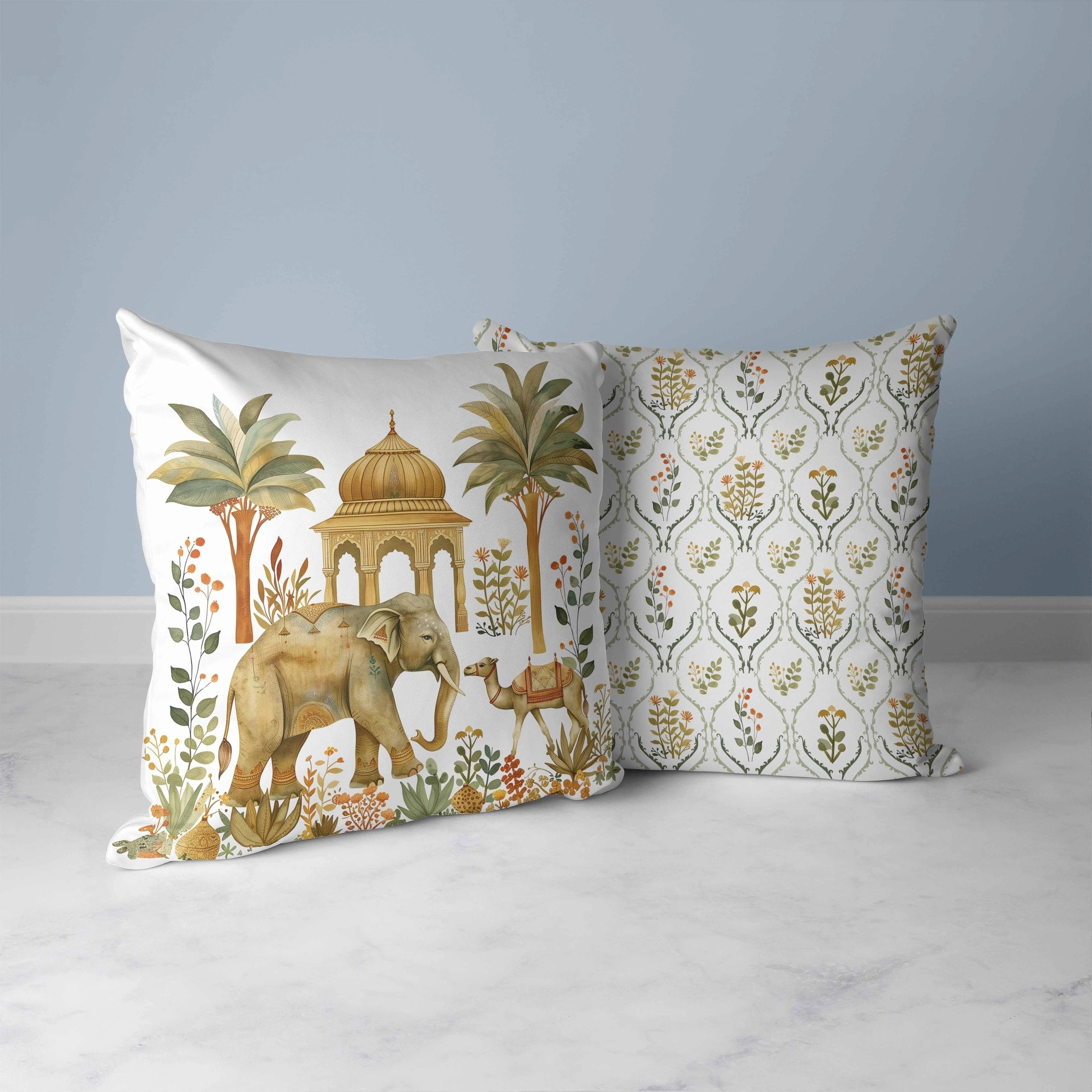 Royal Rajasthan Faux Suede Reversible Throw Pillow Green and Brown