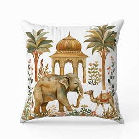 Royal Rajasthan Indoor/Outdoor Reversible Throw Pillow Green and Brown