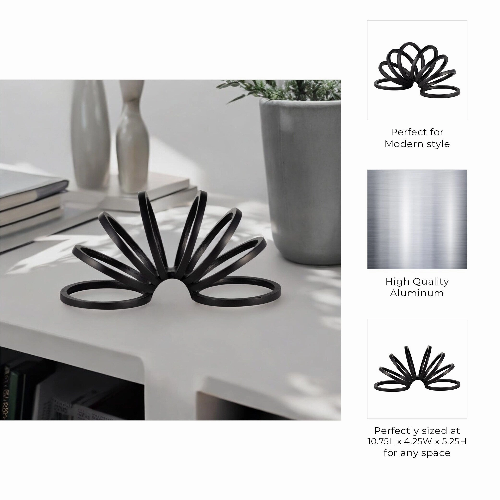 Sagebrook Home Modern Aluminum Metal Decorative Object - Geometric Sculptural Accent for Contemporary Home Decor