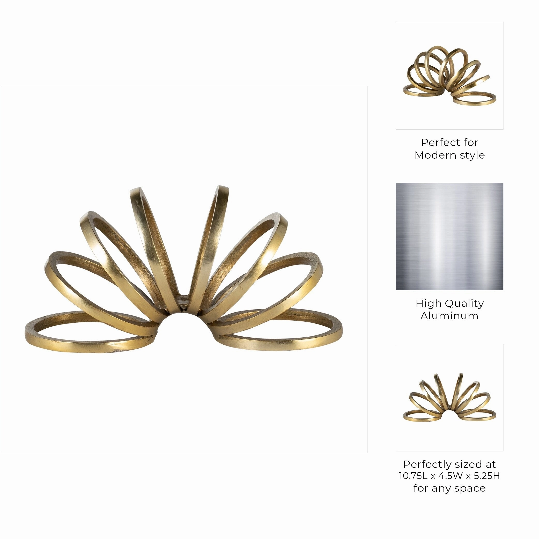 Sagebrook Home Modern Aluminum Metal Decorative Object - Geometric Sculptural Accent for Contemporary Home Decor