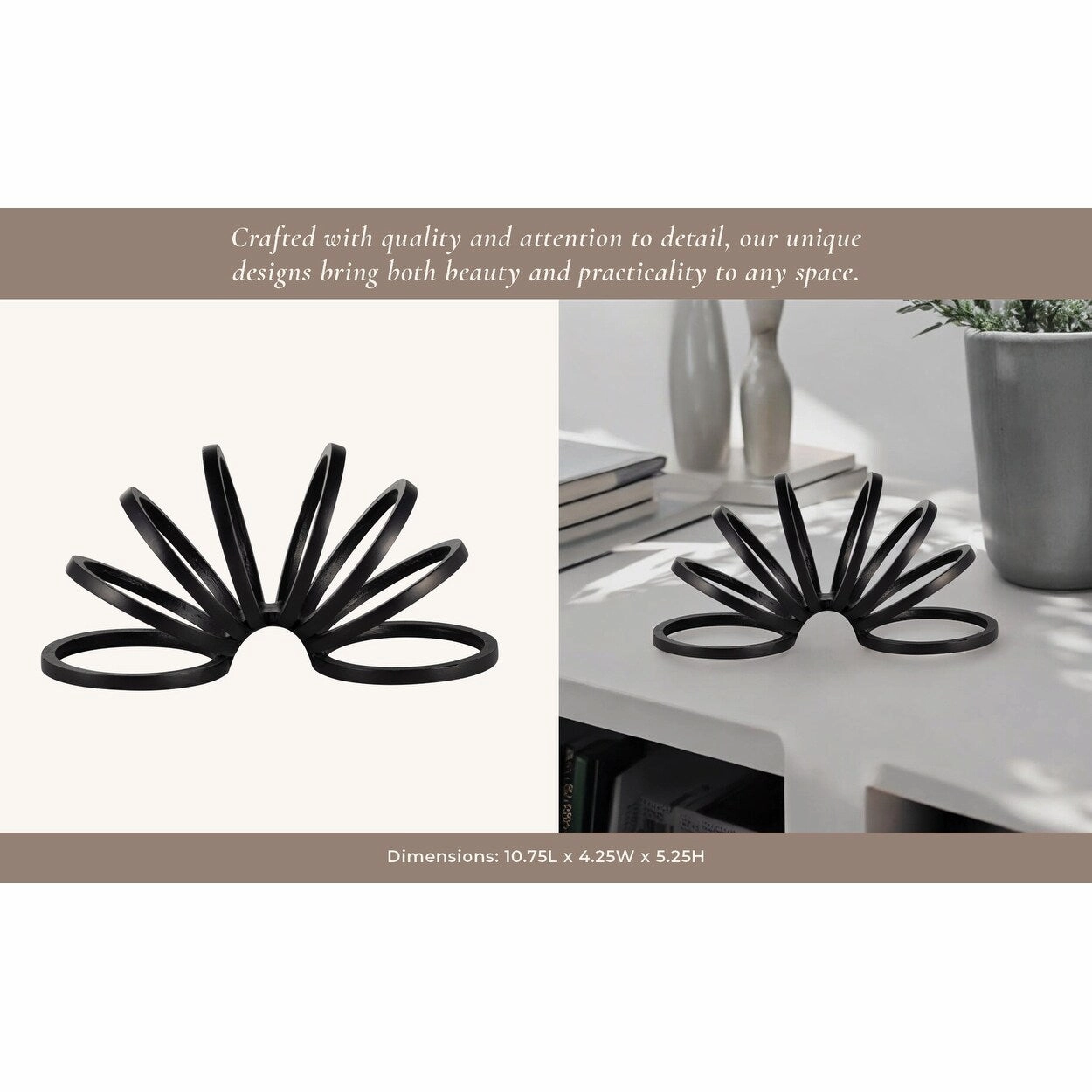 Sagebrook Home Modern Aluminum Metal Decorative Object - Geometric Sculptural Accent for Contemporary Home Decor