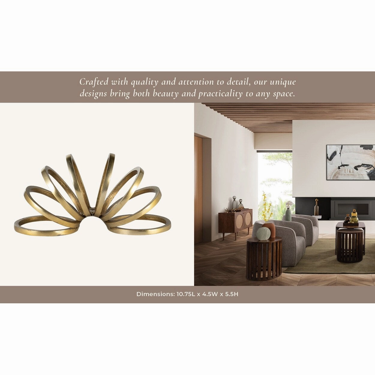Sagebrook Home Modern Aluminum Metal Decorative Object - Geometric Sculptural Accent for Contemporary Home Decor