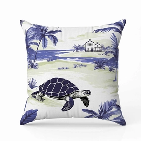 Sandy Shores Turtle Faux Suede Reversible Throw Pillow Blue and Green