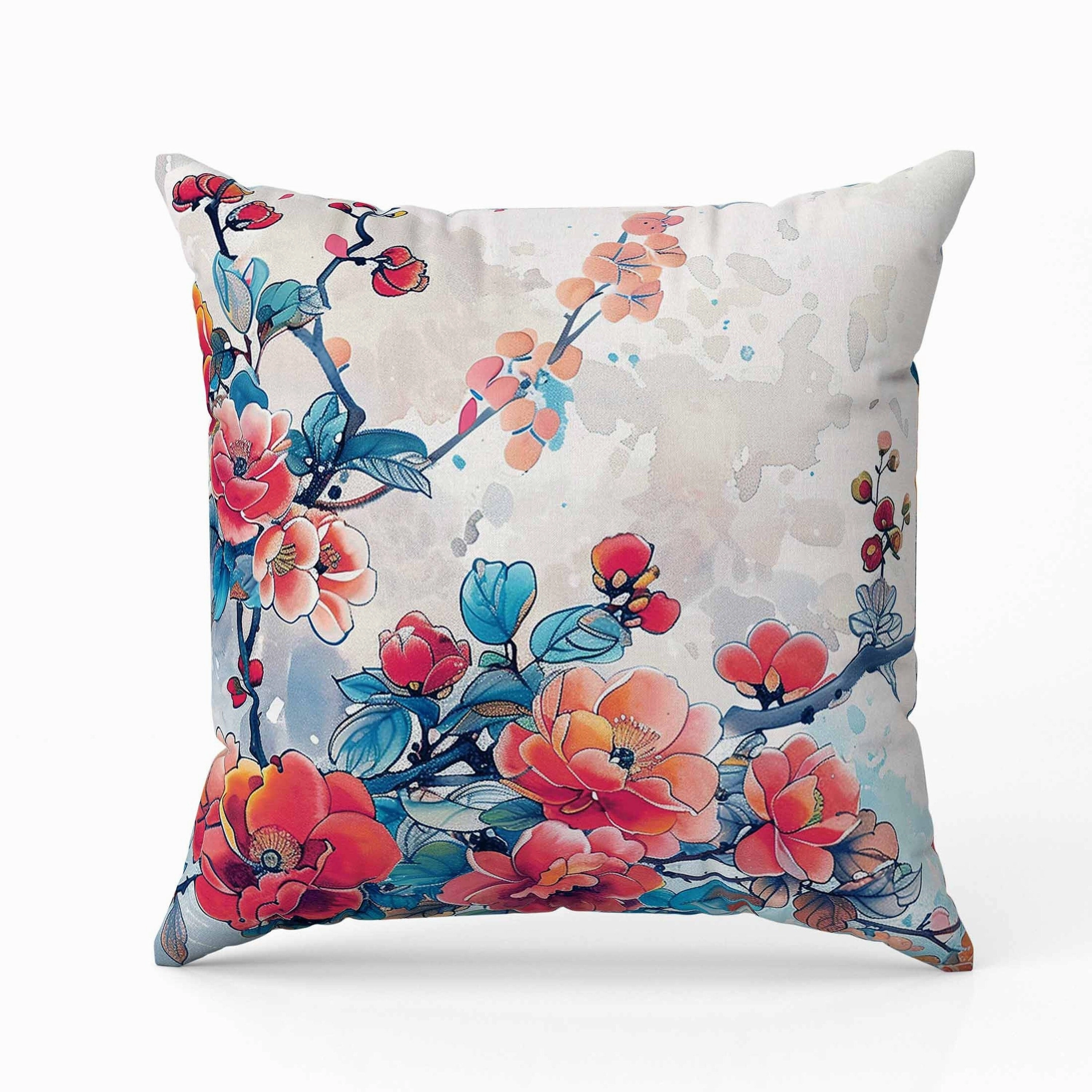 Scarlet Wing Heaven Indoor/Outdoor Reversible Throw Pillow Blue and Red