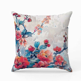 Scarlet Wing Heaven Indoor/Outdoor Reversible Throw Pillow Blue and Red