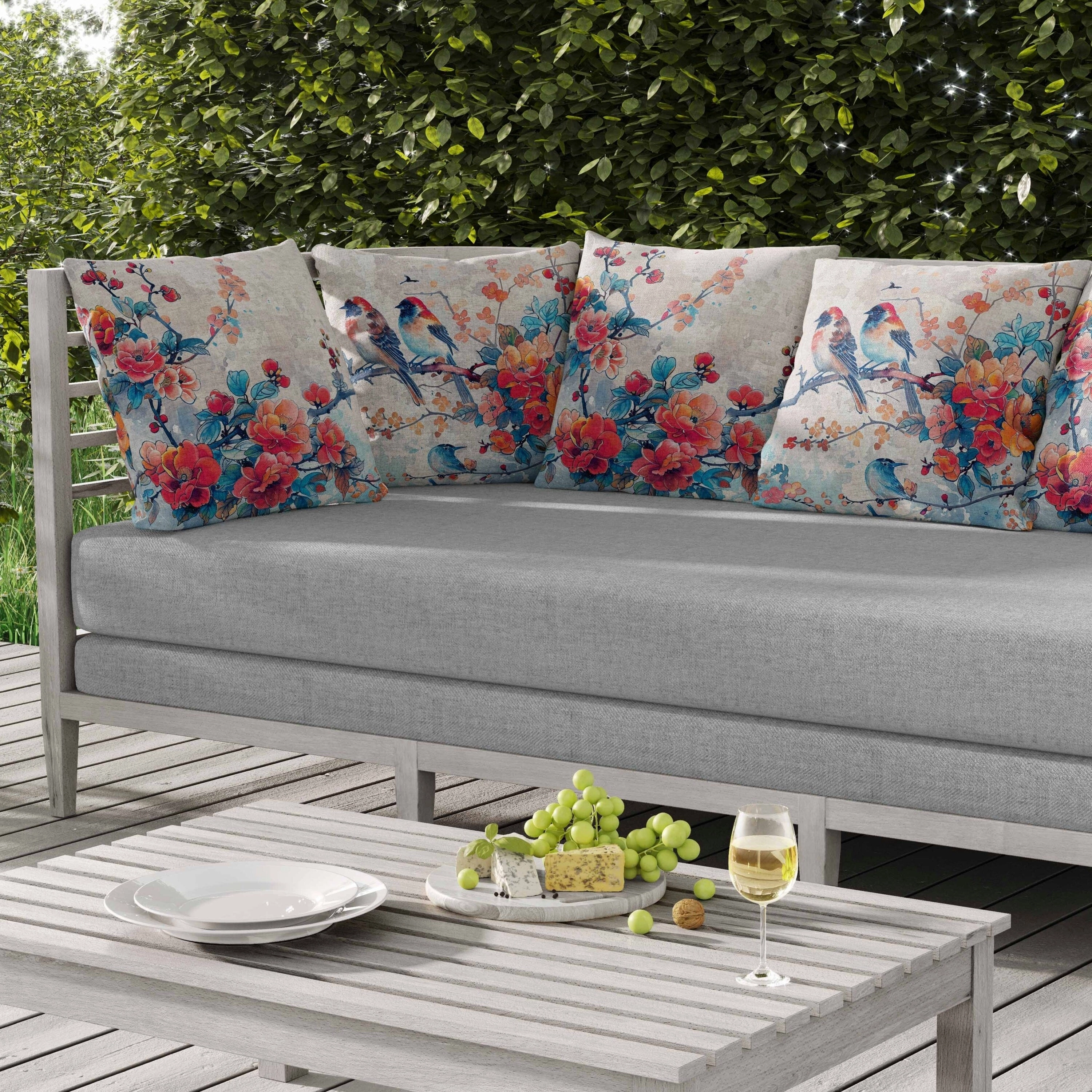Scarlet Wing Heaven Indoor/Outdoor Reversible Throw Pillow Blue and Red