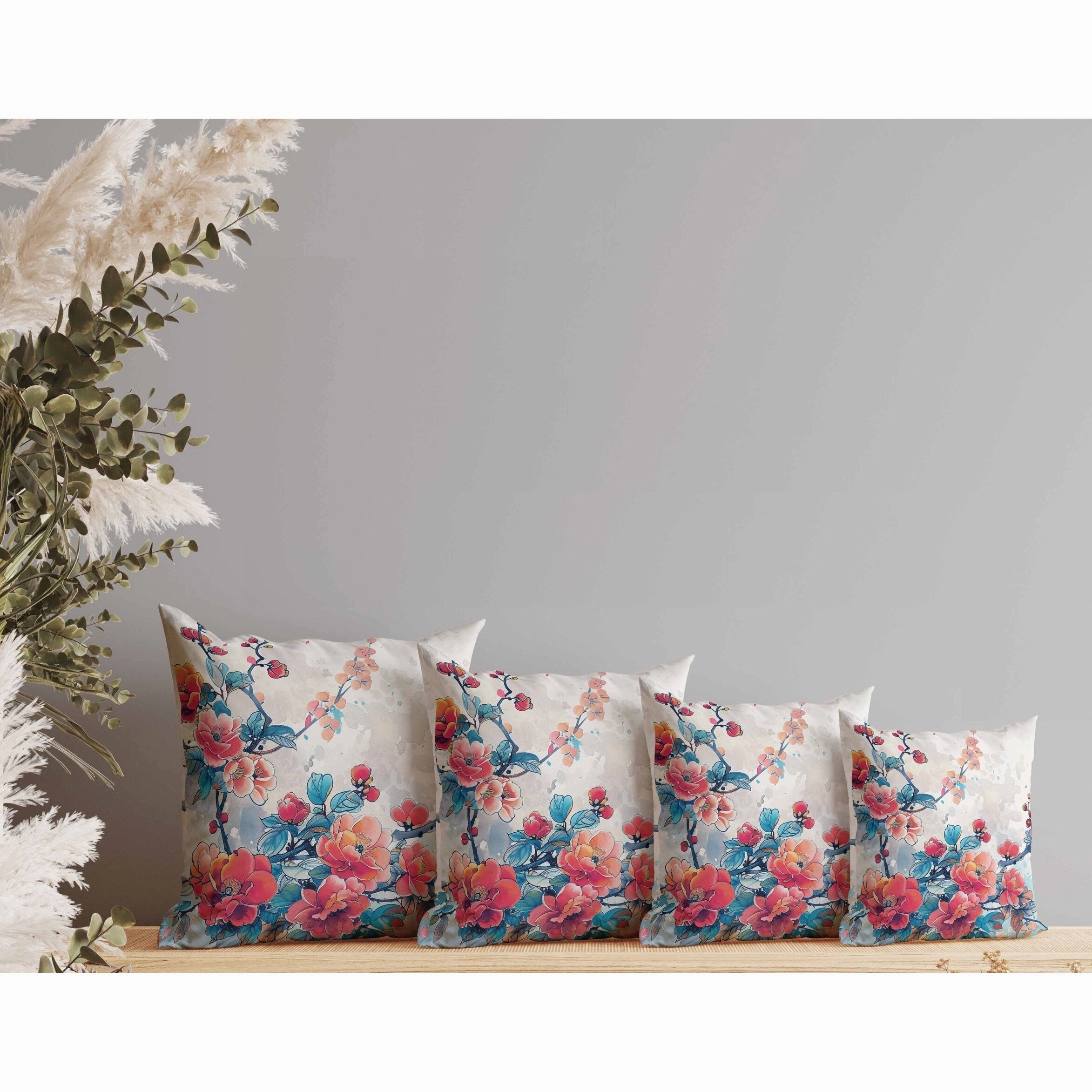 Scarlet Wing Heaven Indoor/Outdoor Reversible Throw Pillow Blue and Red