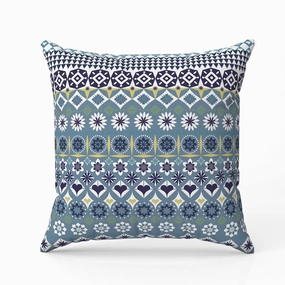 Shape Synergy Indoor/Outdoor Reversible Throw Pillow Blue and Yellow