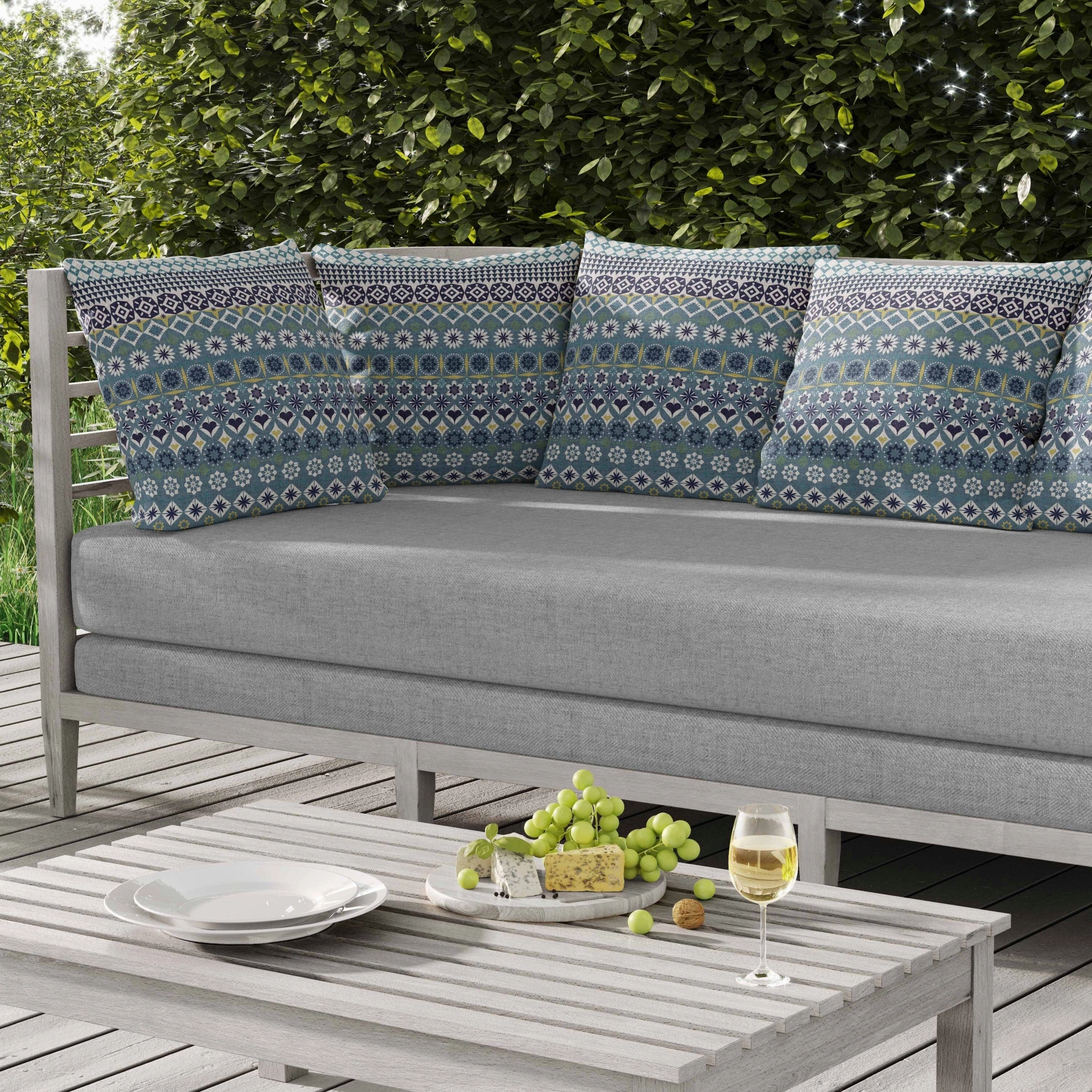 Shape Synergy Indoor/Outdoor Reversible Throw Pillow Blue and Yellow