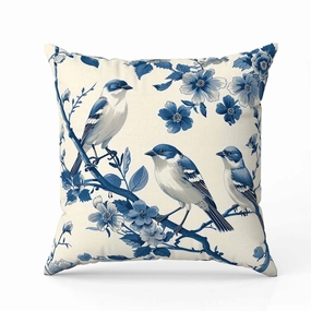 Skyline Chorus Indoor/Outdoor Reversible Throw Pillow Beige and Blue